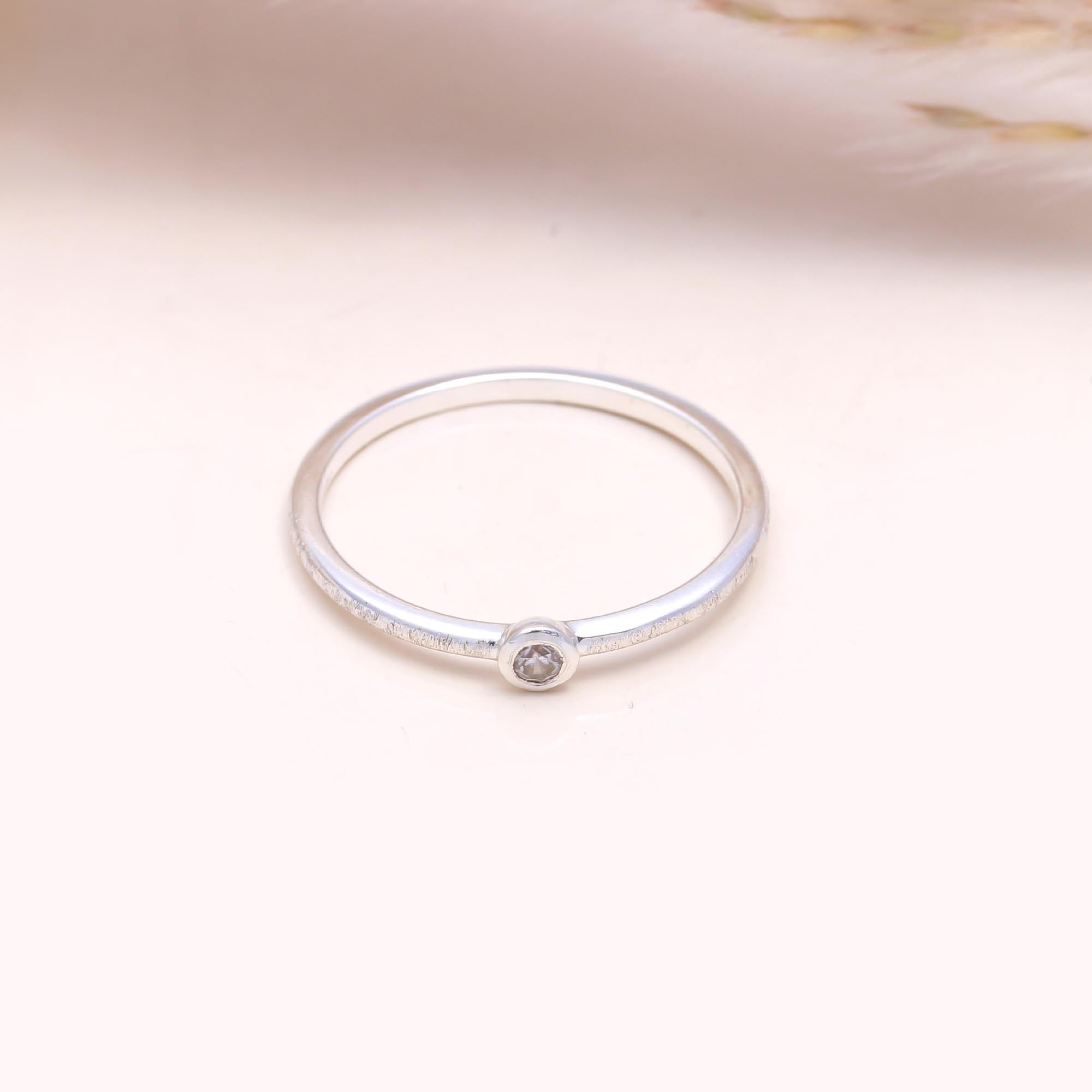 The Micro Texture Ring: Tiny Cubic zirconia Stacking Ring