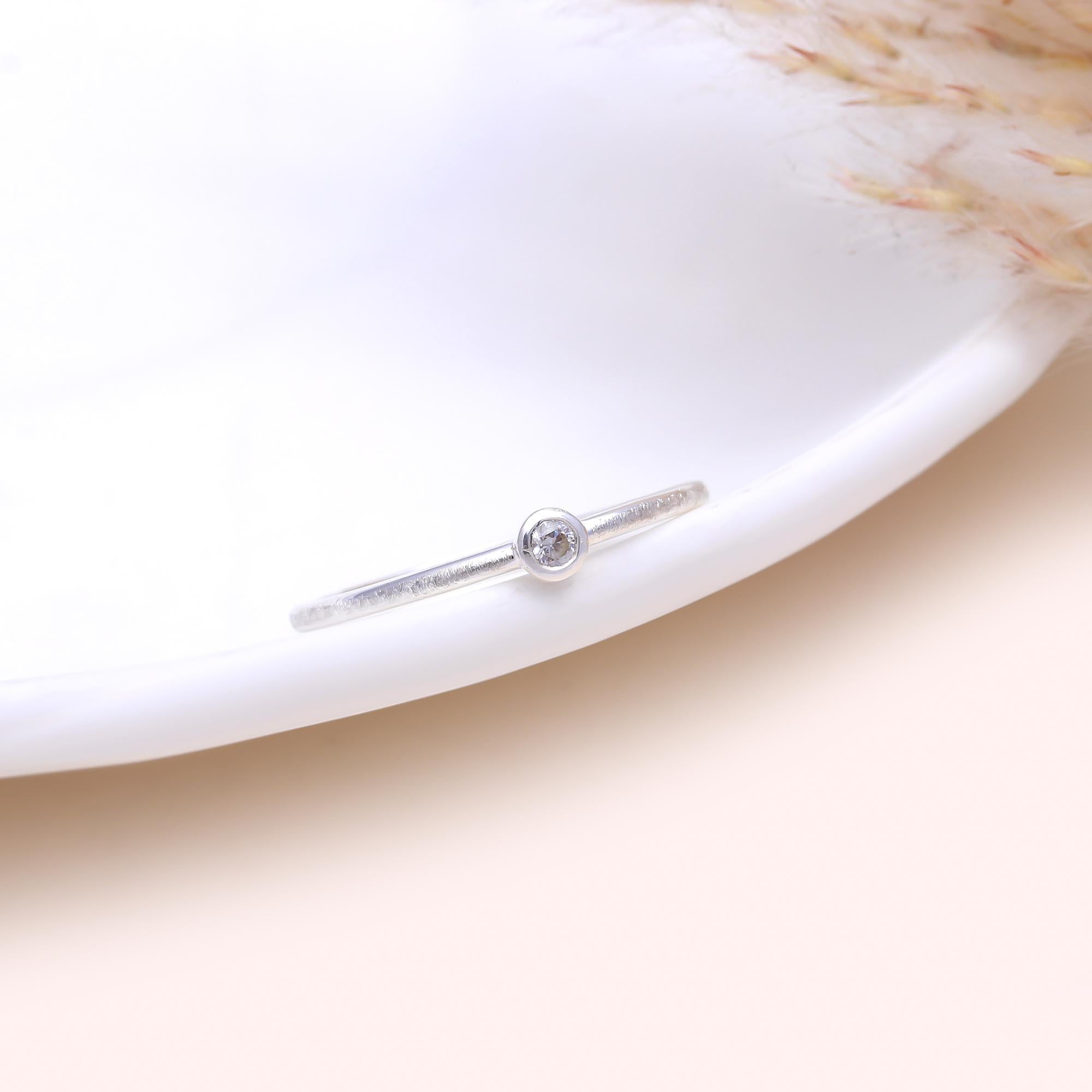 The Micro Texture Ring: Tiny Cubic zirconia Stacking Ring