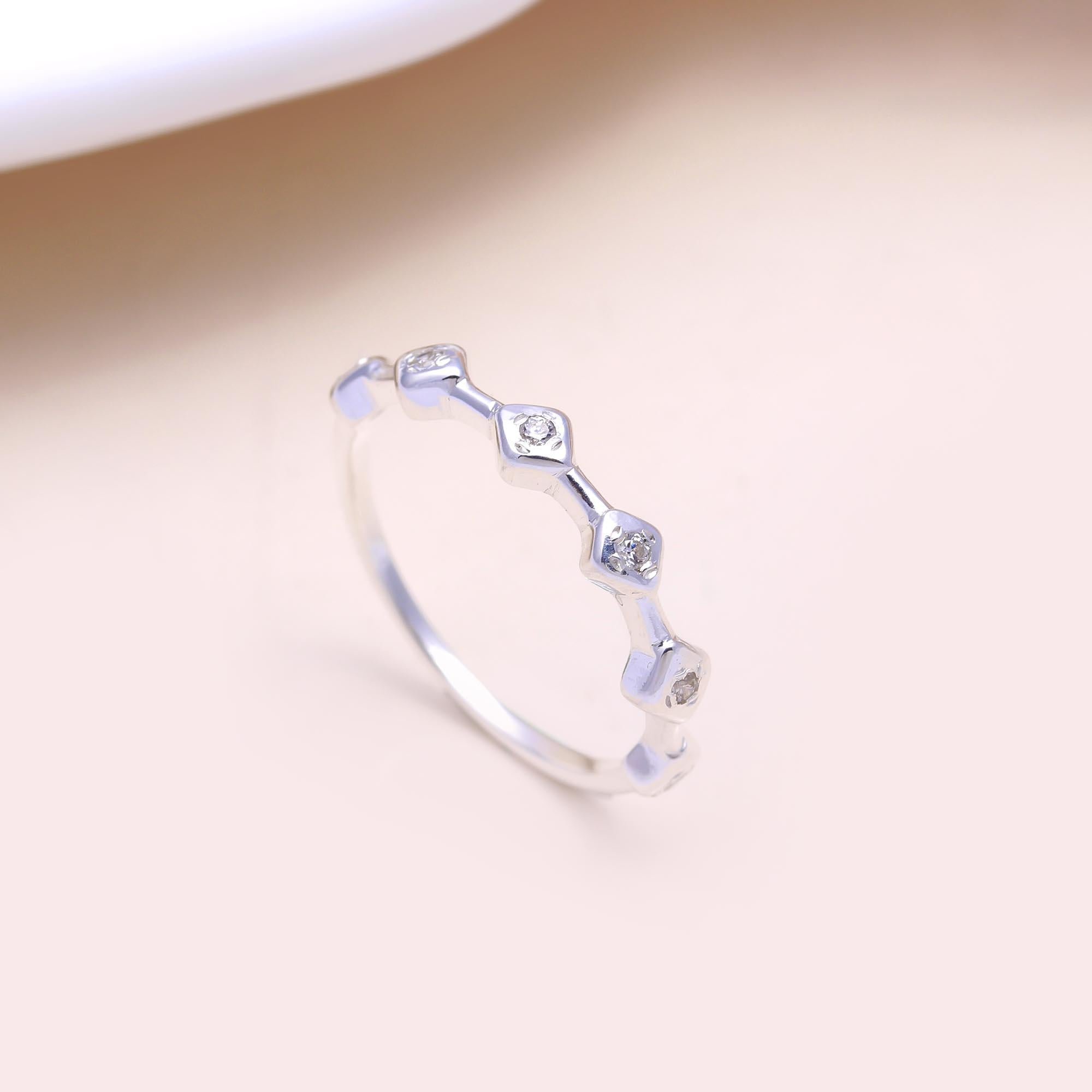 The Geo-Eternity Band: White Topaz Diamond-Shape Band