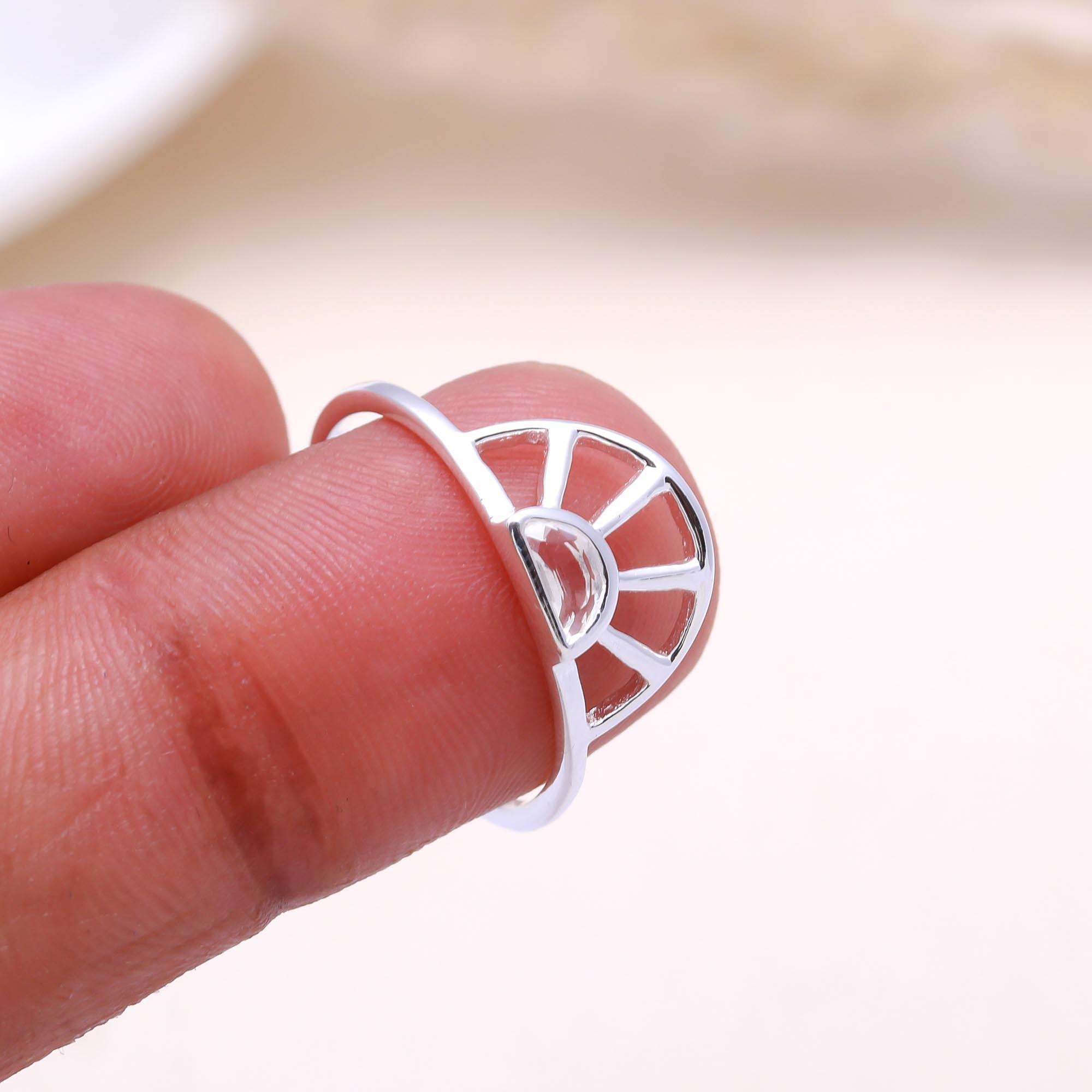 The Sunrise Arch Ring: White Topaz Openwork Fan Ring