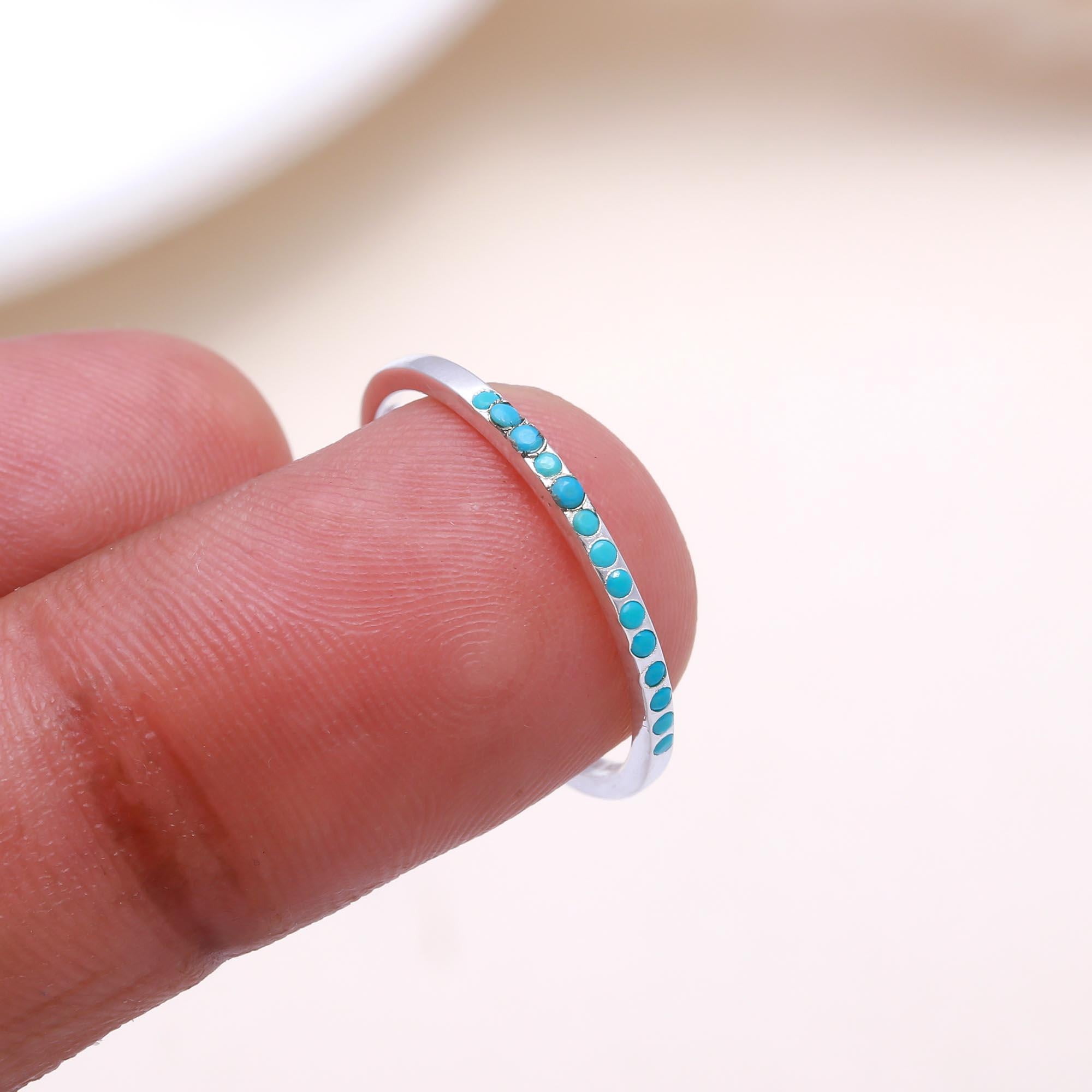 The Turquoise Horizon Band: Turquoise Micro-Pave Stacking Ring