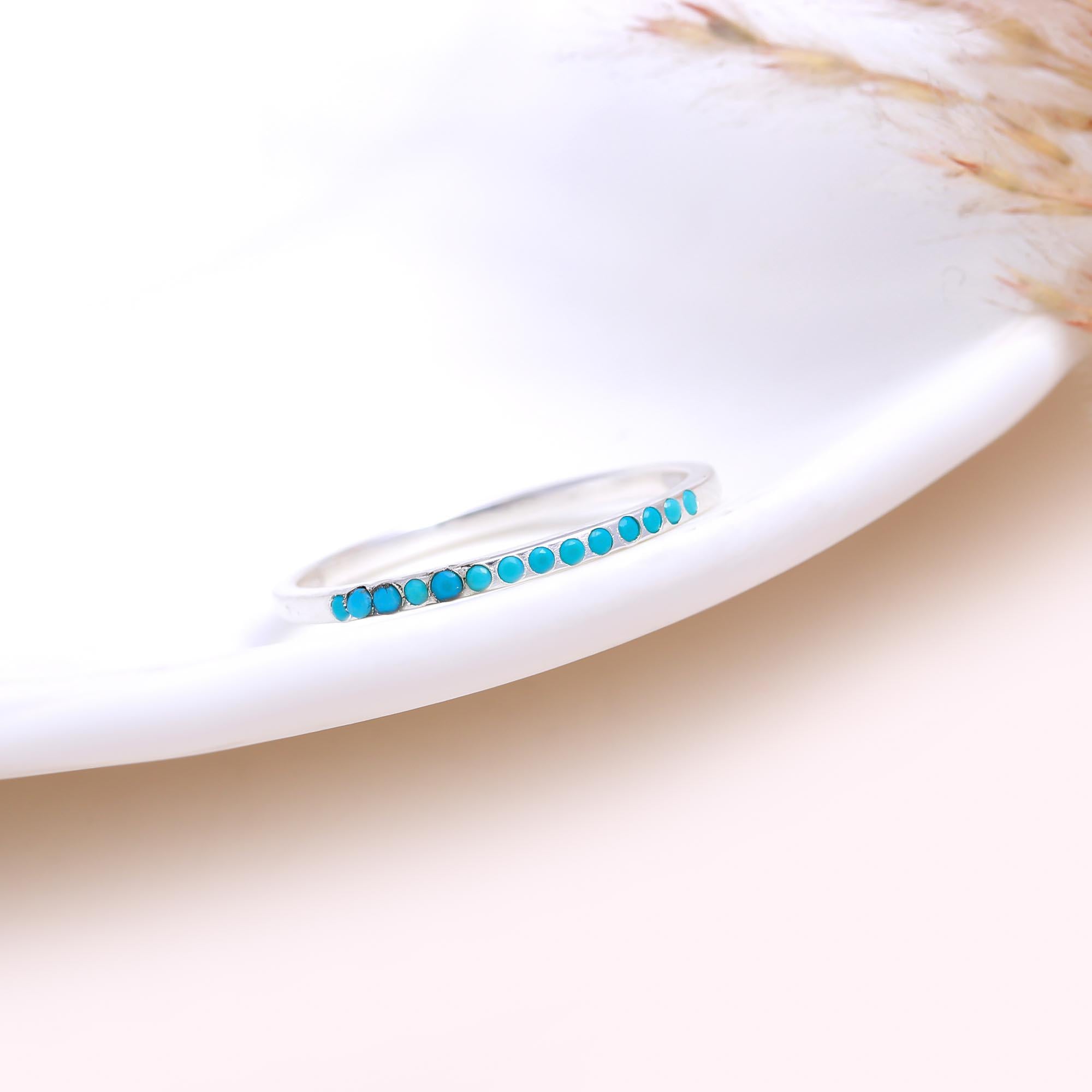 The Turquoise Horizon Band: Turquoise Micro-Pave Stacking Ring