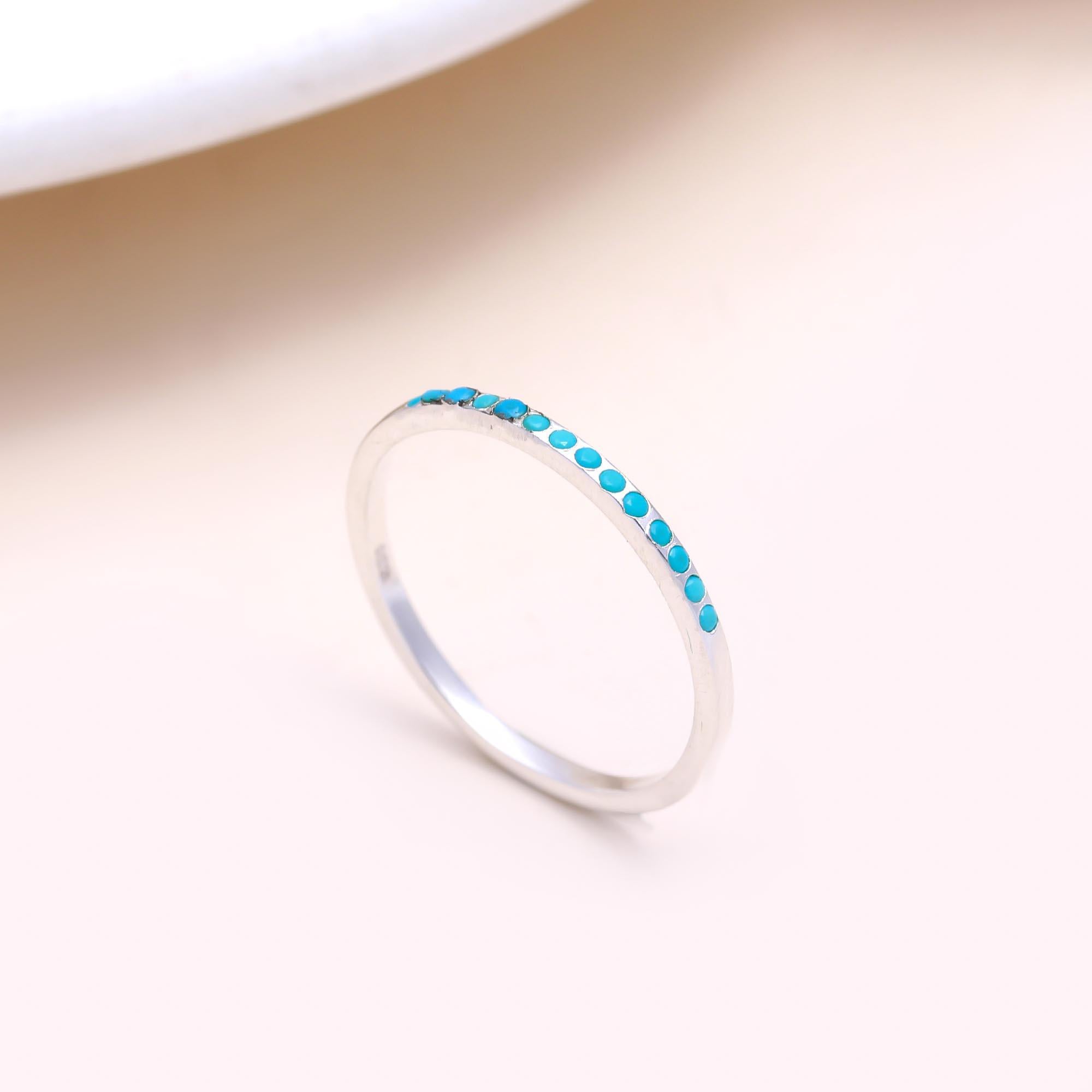The Turquoise Horizon Band: Turquoise Micro-Pave Stacking Ring
