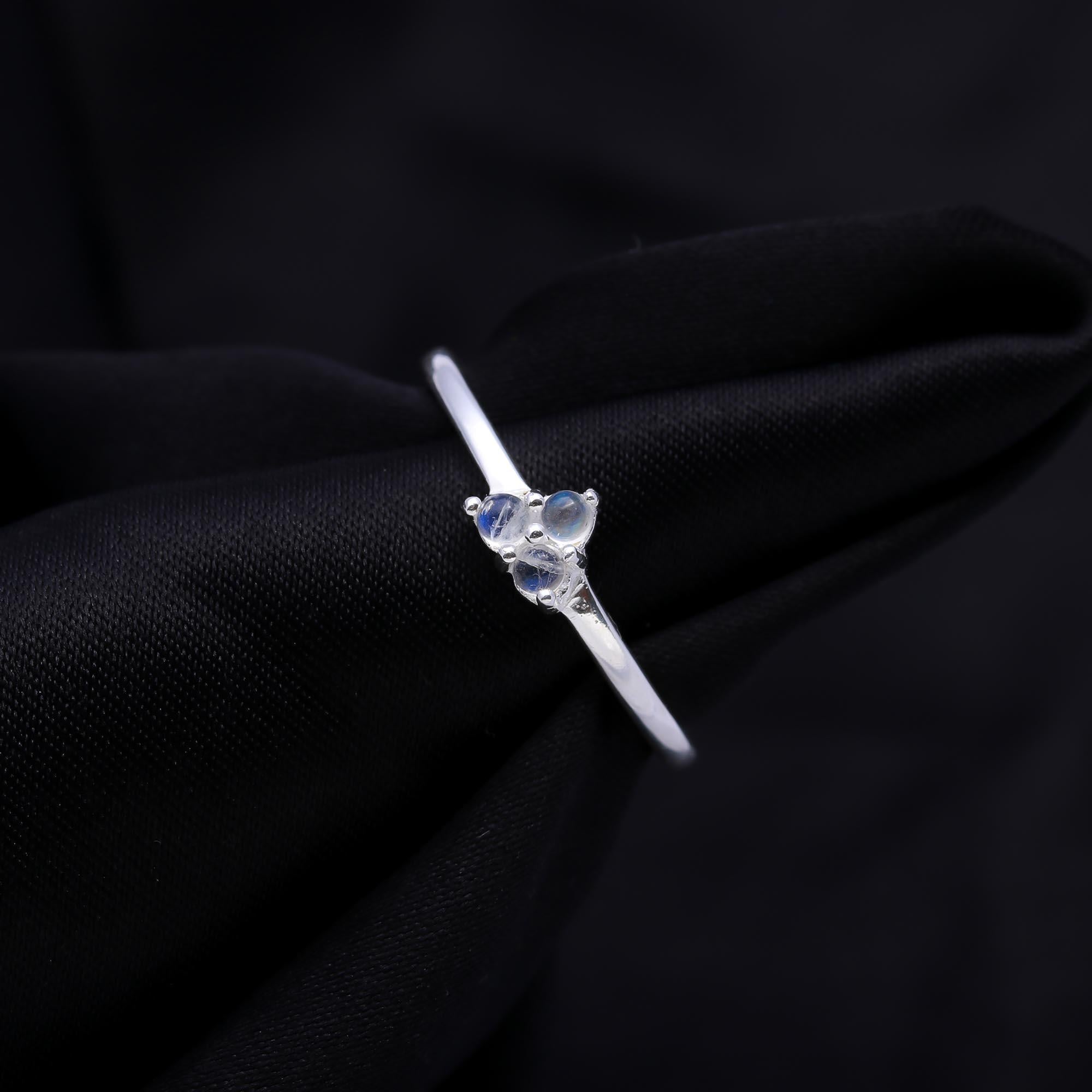 The Moonstone Trinity Ring: Moonstone Cluster Dainty Ring