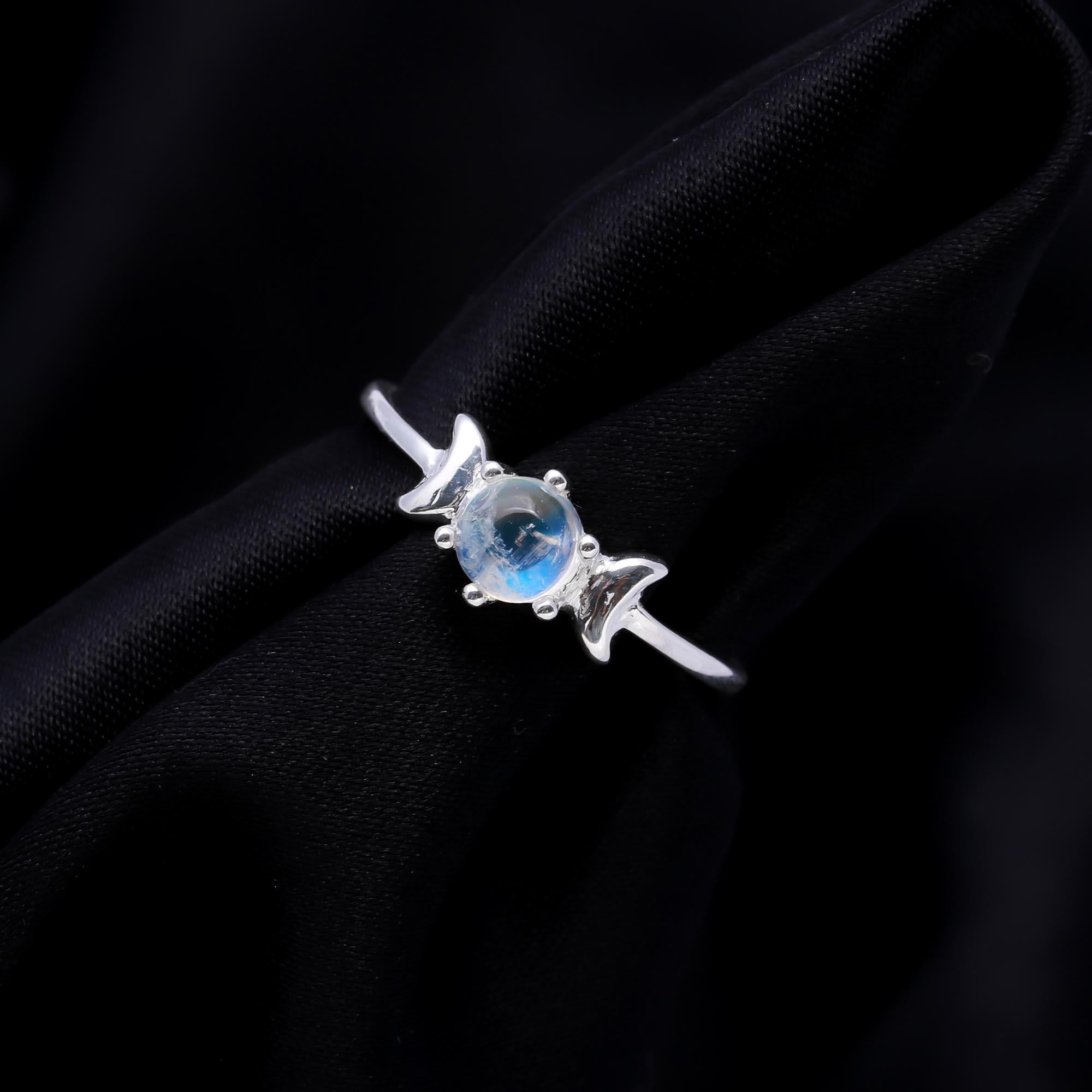 The Crescent Phase Ring: Moonstone & Crescent Silver Ring