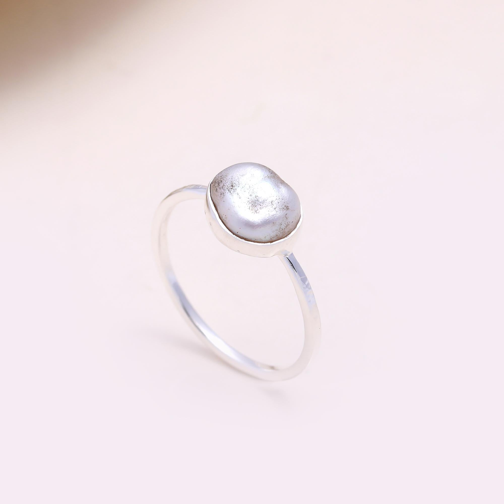 The Grey Pearl Button: Grey Freshwater Pearl Ring