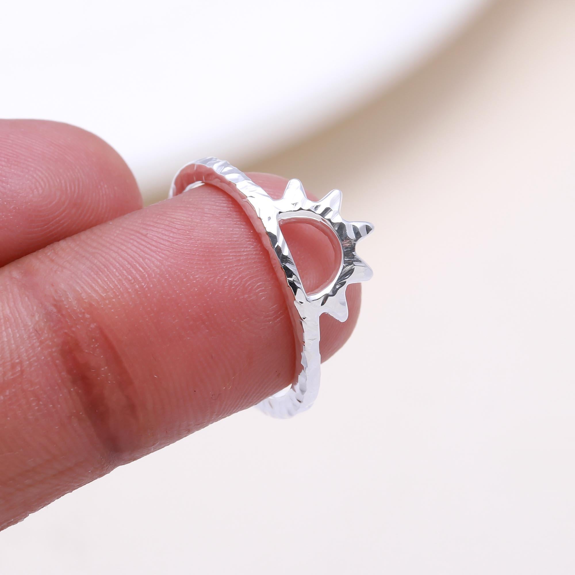 The Morning Rays: Silver Half Sun Ring