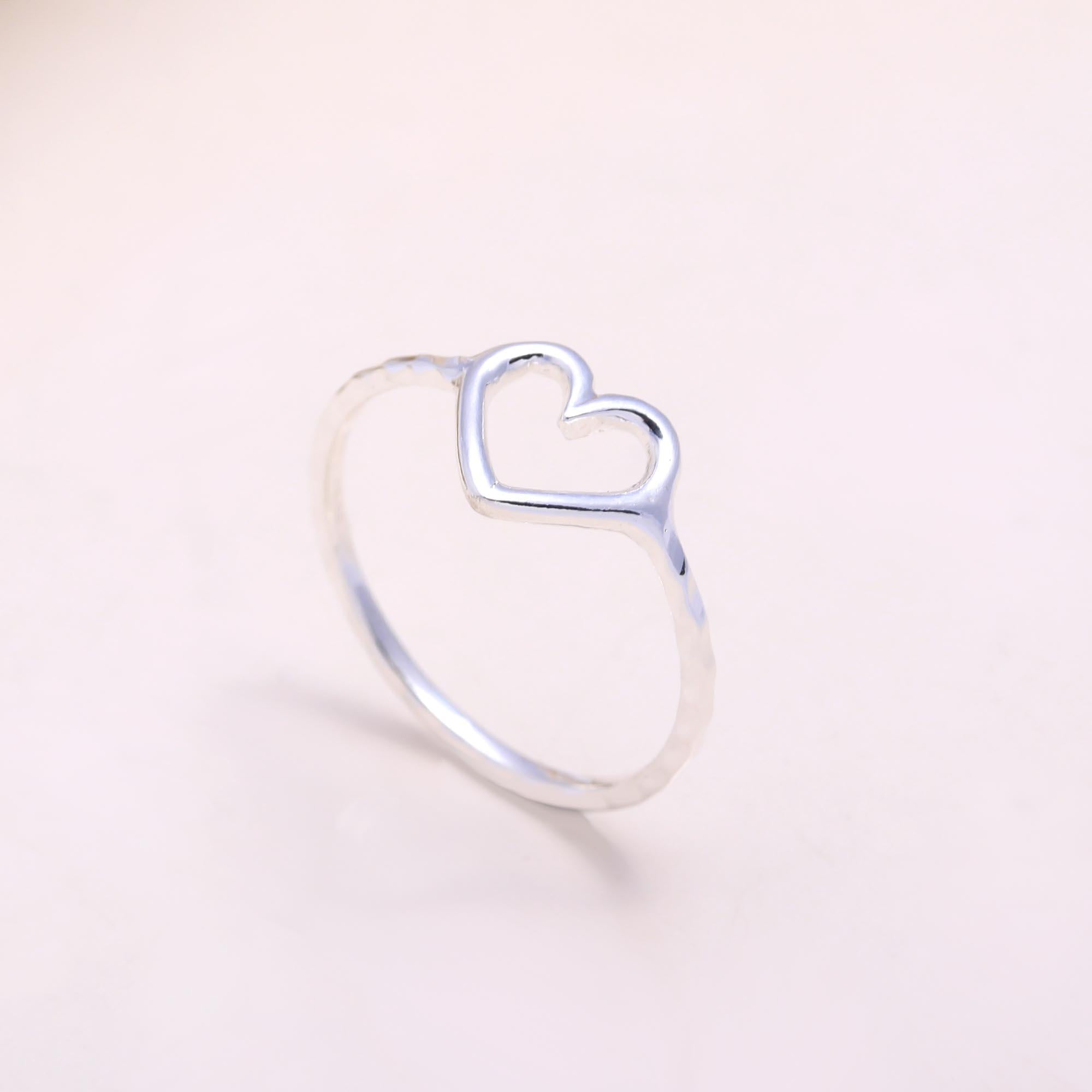 The Romantic Outline: Hammered Open Heart Ring
