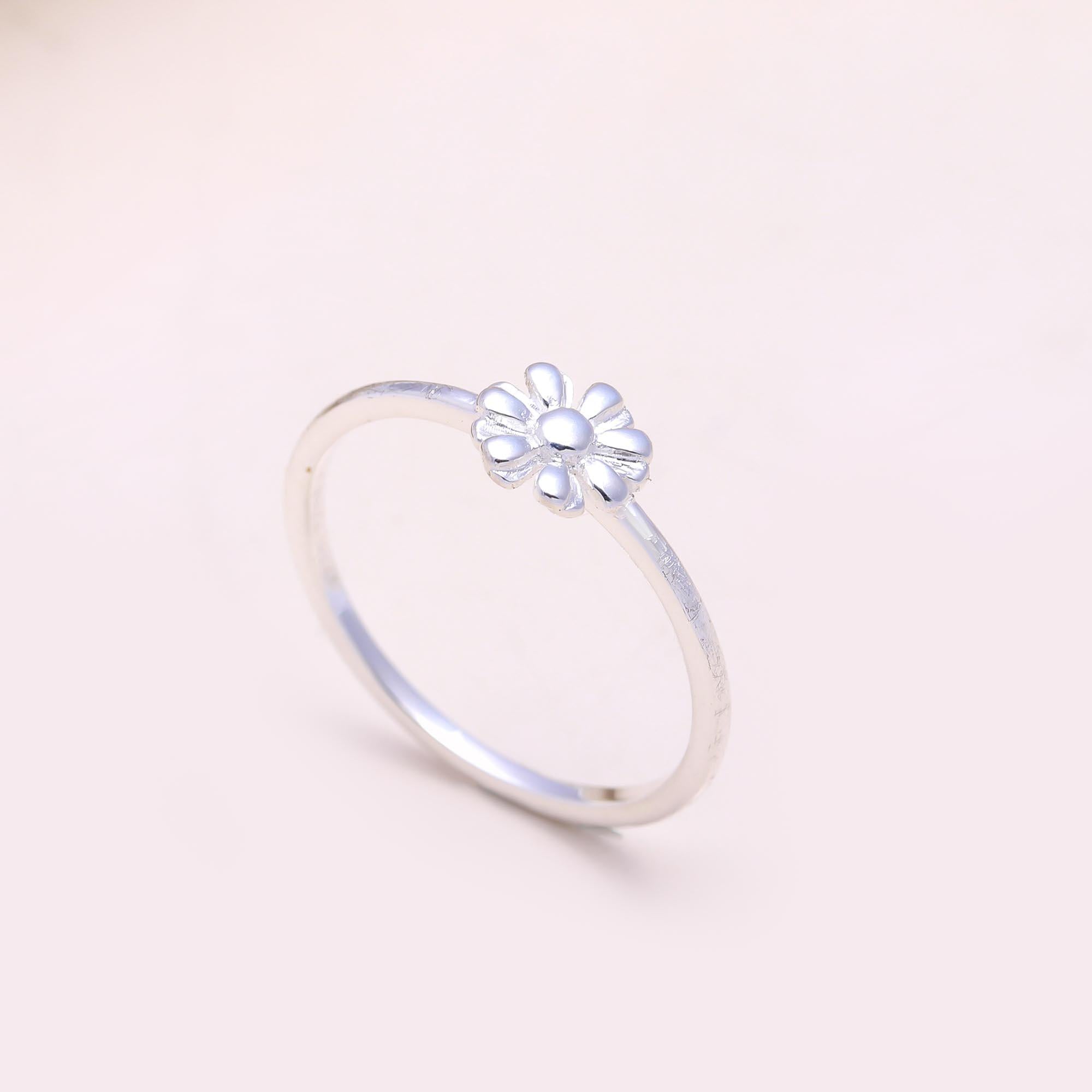 The Tiny Bloom: Silver Flower Stacking Ring