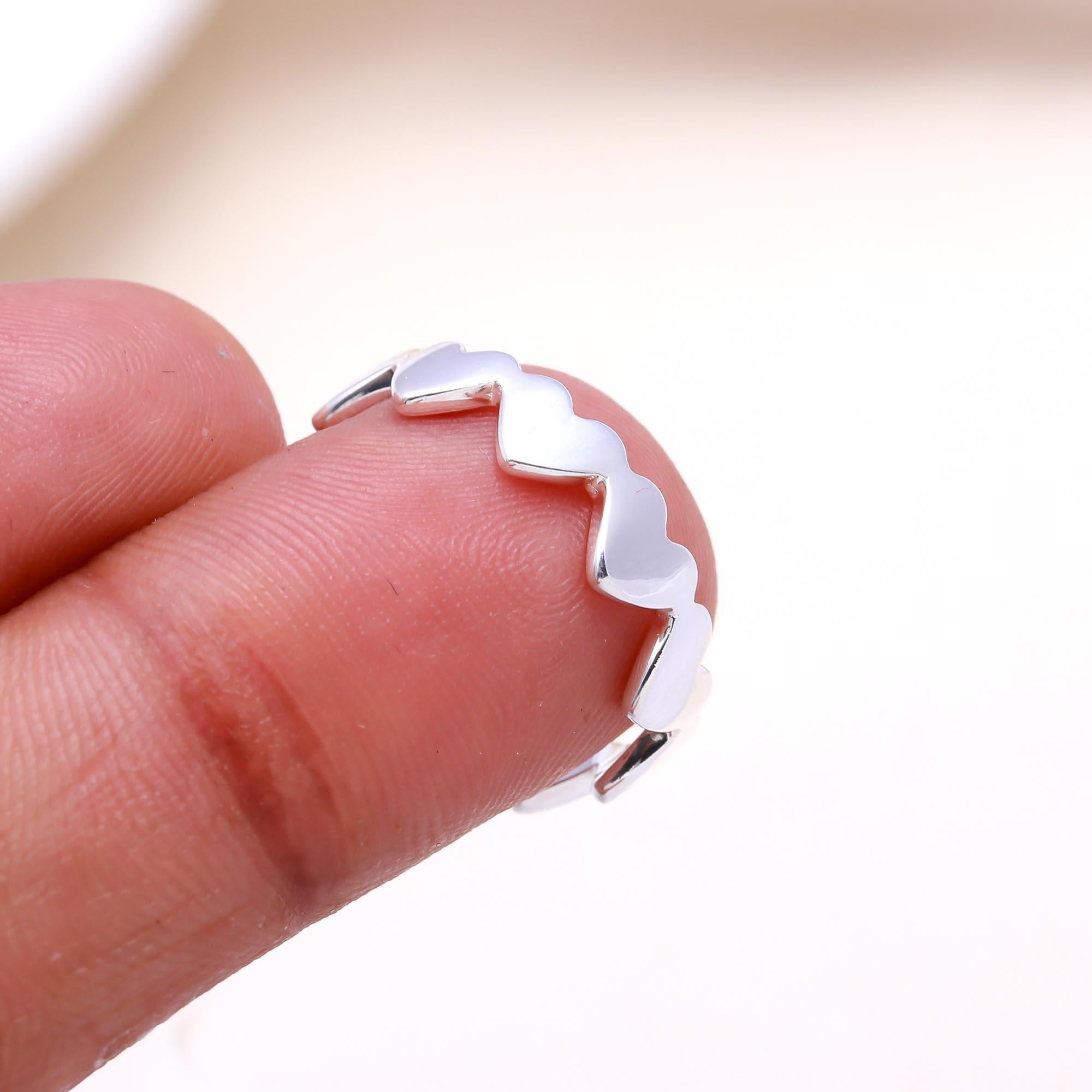 The Infinite Love: Silver Connected Heart Eternity Ring