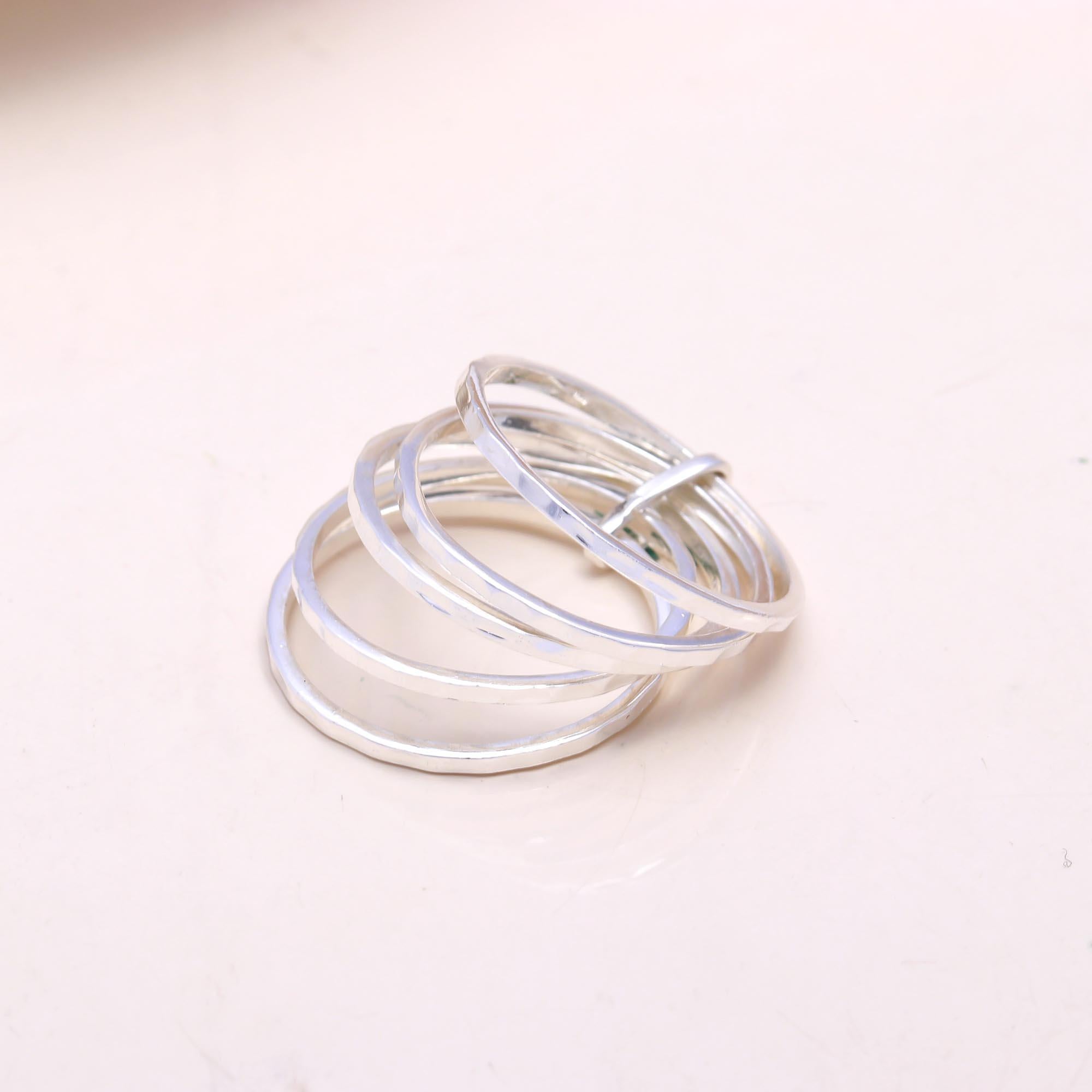 The Rustic Shine: Hammered Silver Stacking Ring