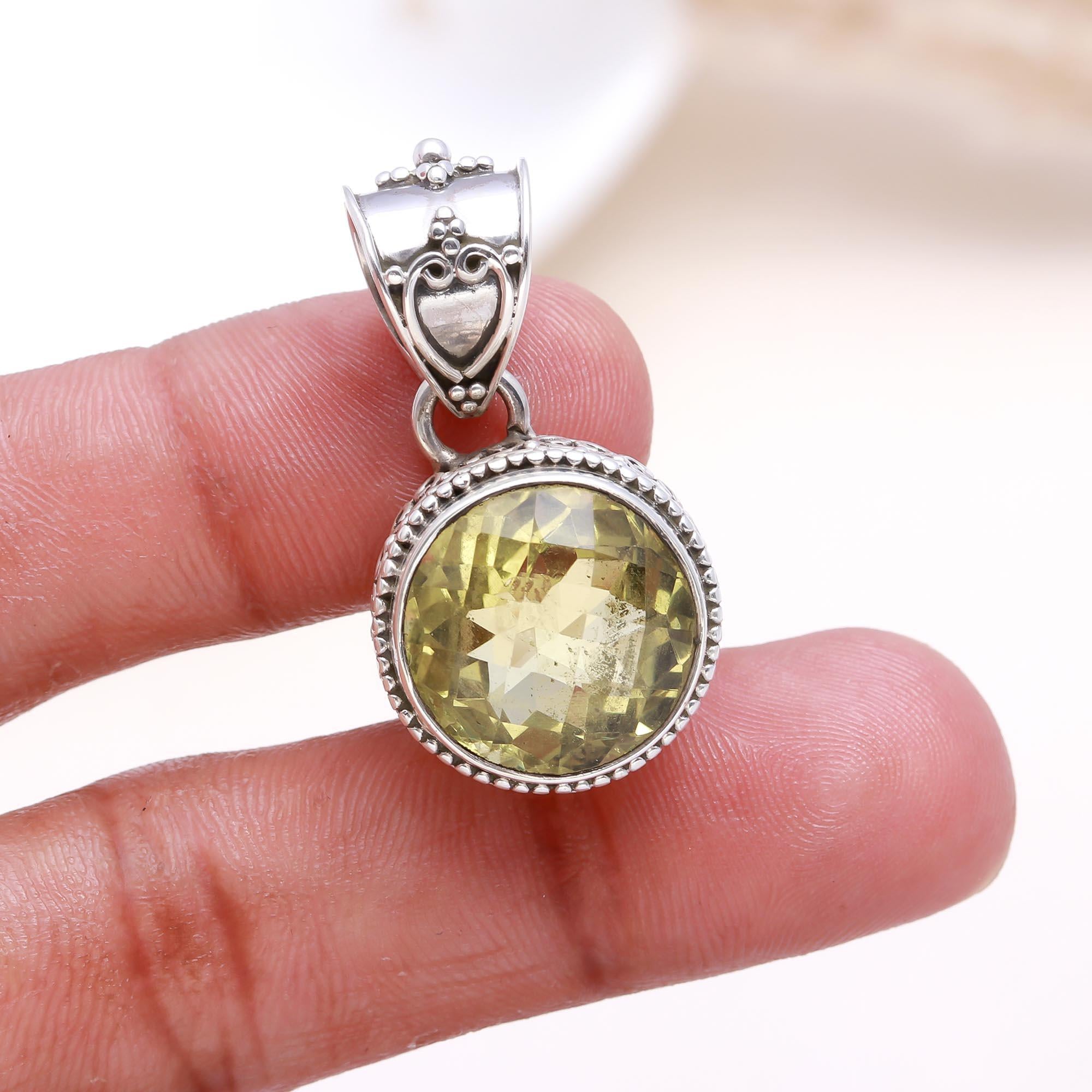 The Solar Round: Lemon Quartz Filigree Pendant