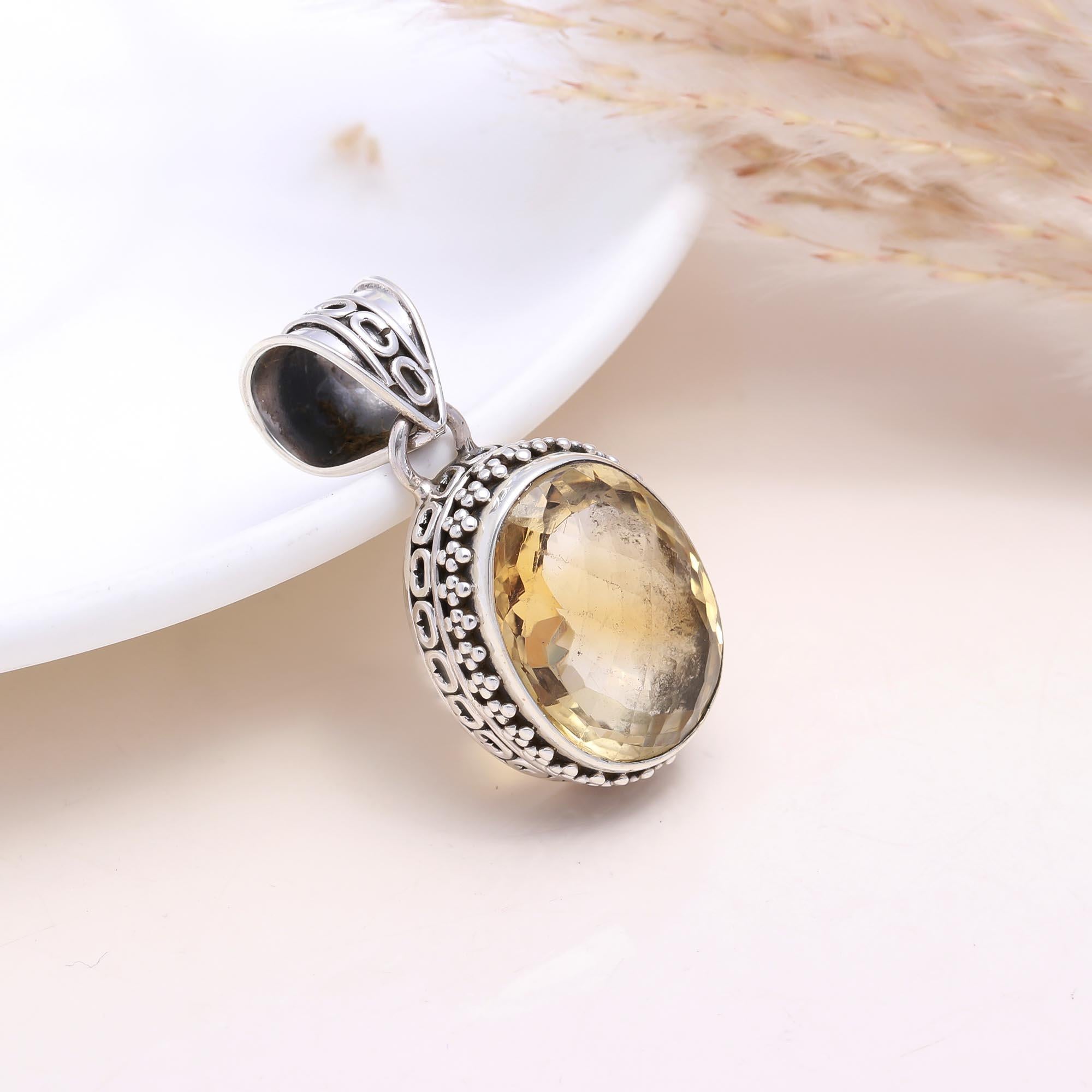 The Vintage Honey: Citrine Scrollwork Pendant
