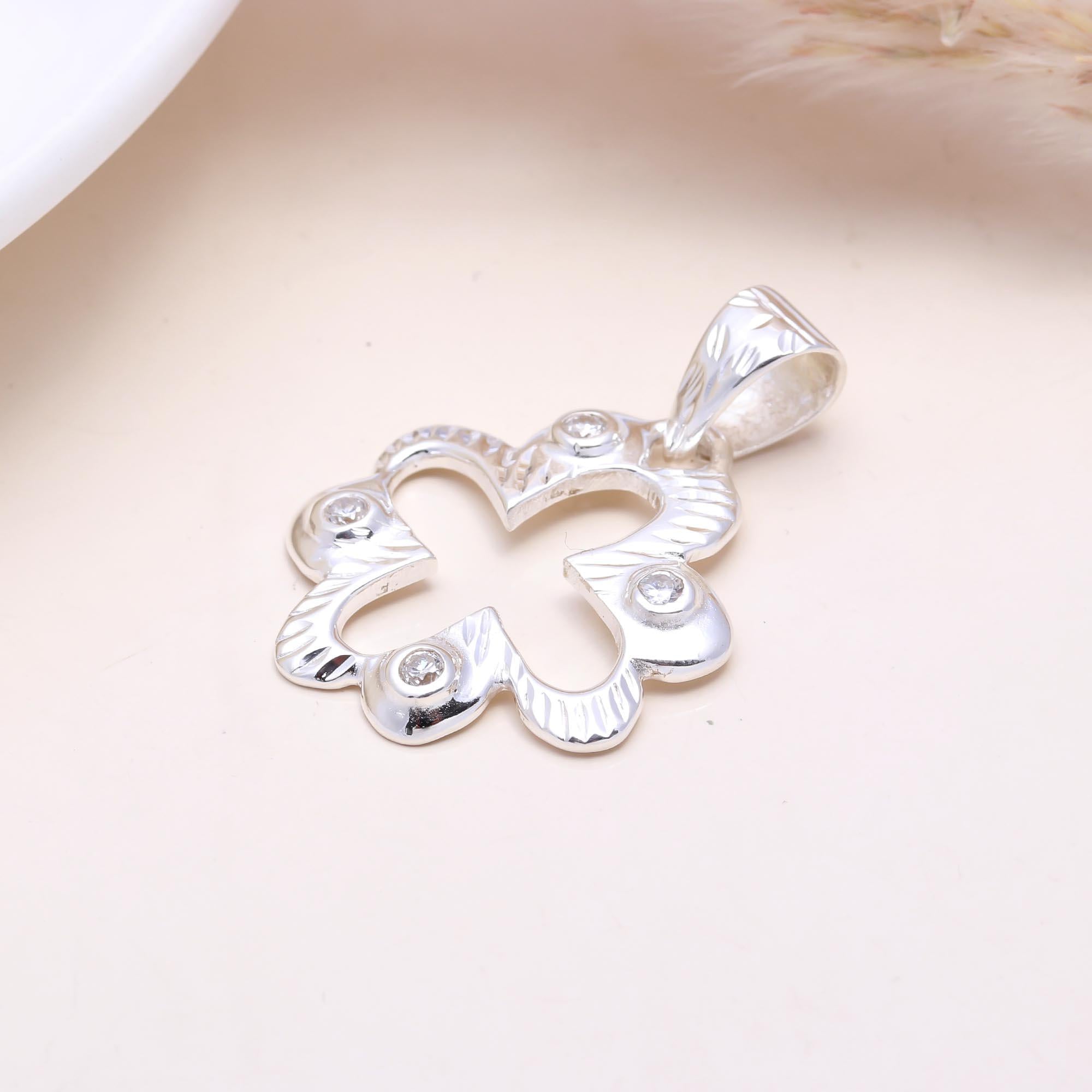 The Lucky Sparkle: Cubic zirconia Cutout Flower Pendant