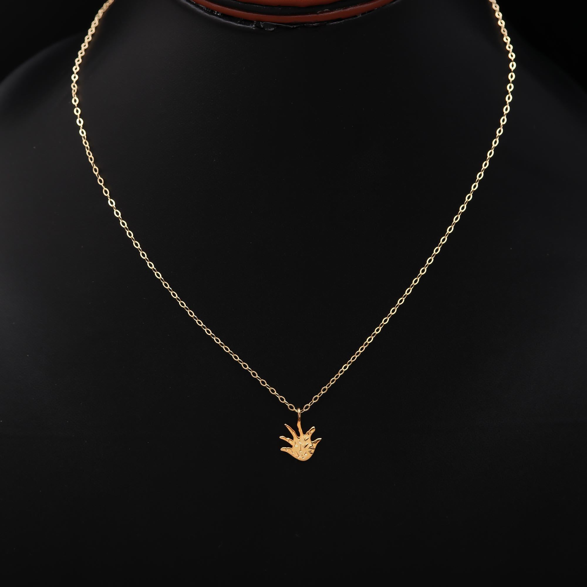 The Golden Palm: Abstract Textured Hand Necklace