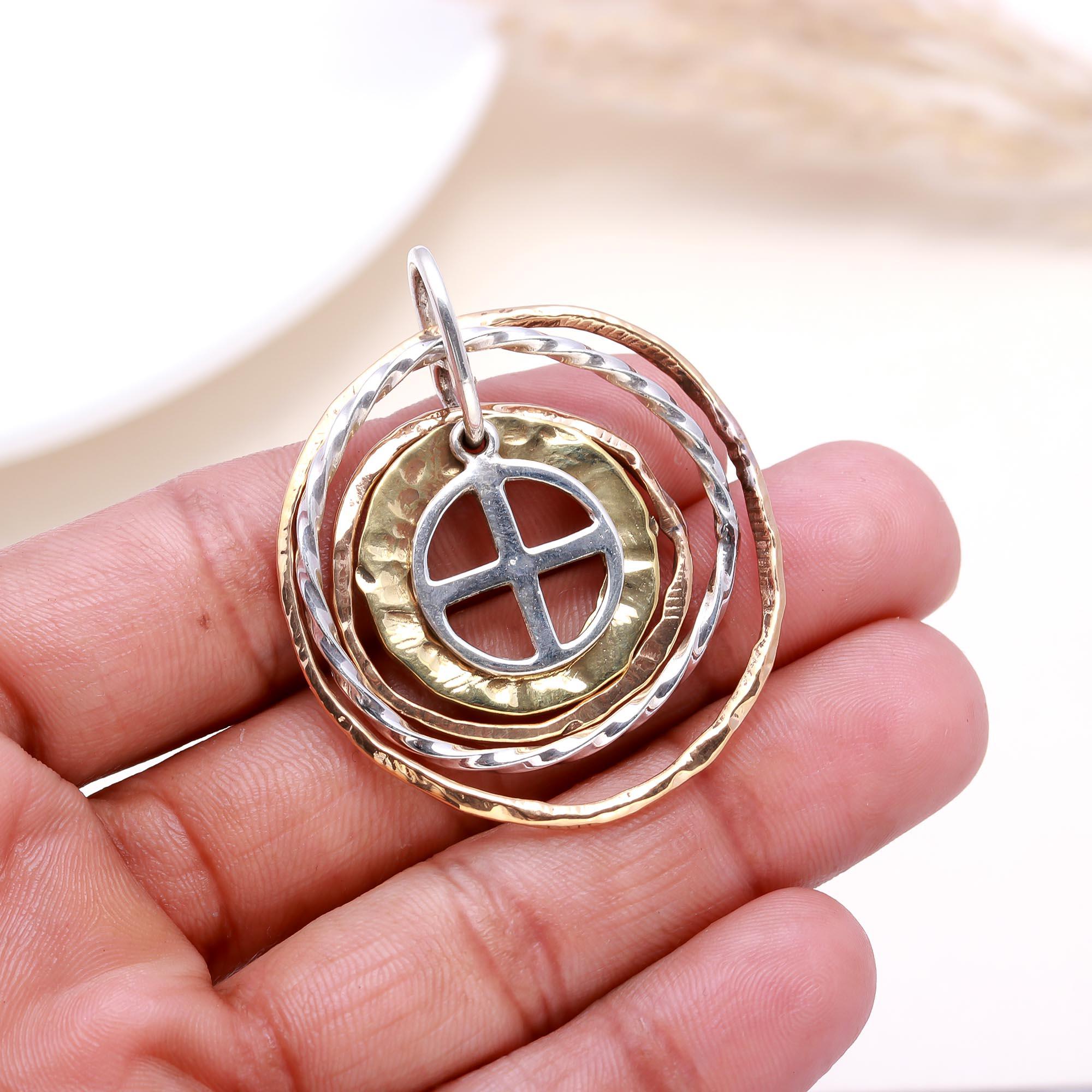 The Orbital Harmony: Tri-Tone Multi-Circle Pendant