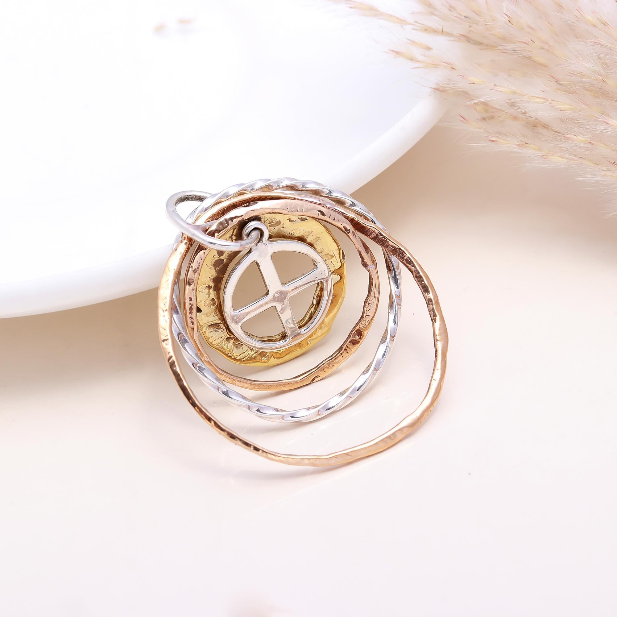 The Orbital Harmony: Tri-Tone Multi-Circle Pendant