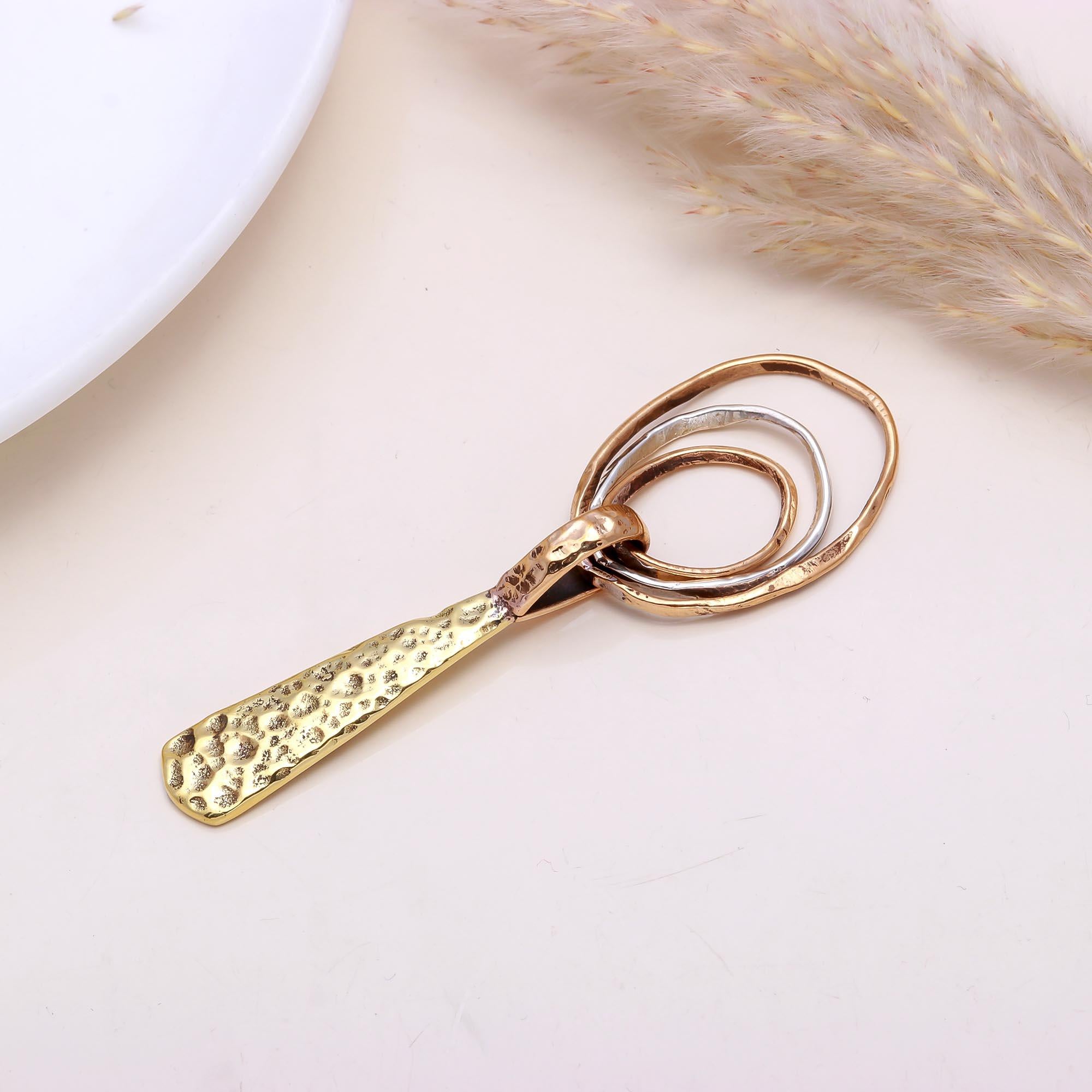 The Rustic Trio: Hammered Mixed Metal Paddle Pendant