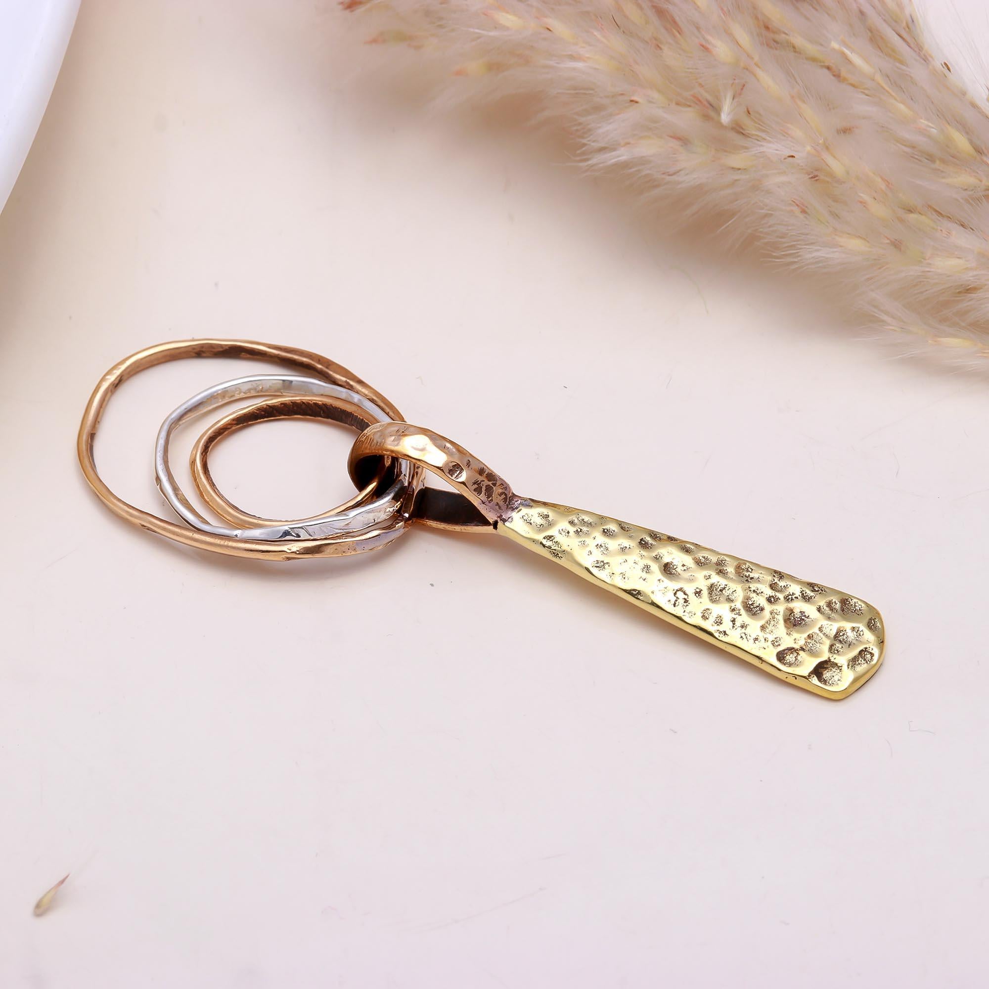 The Rustic Trio: Hammered Mixed Metal Paddle Pendant