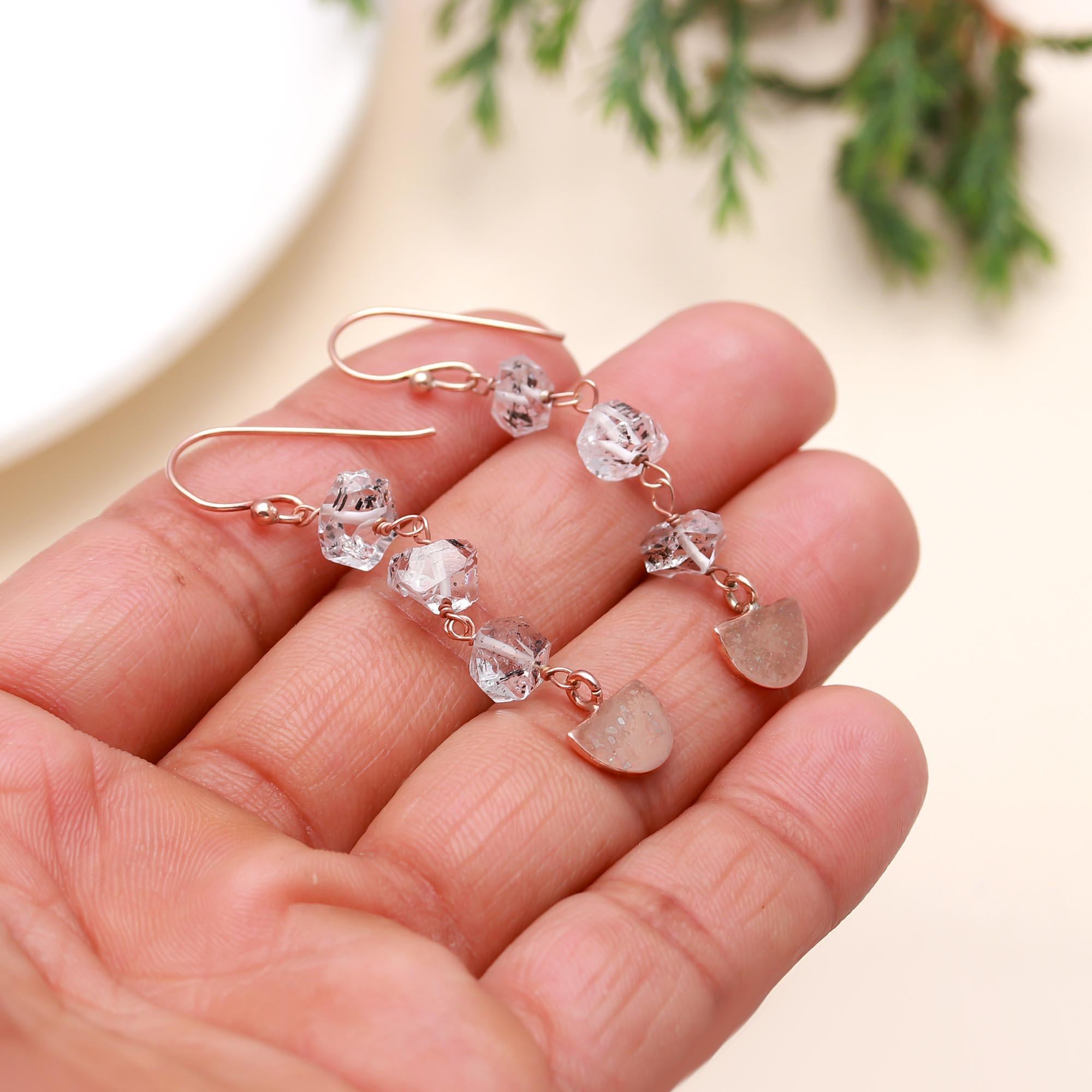 925 Sterling Silver Herkimer Diamond Long Dangle Earrings