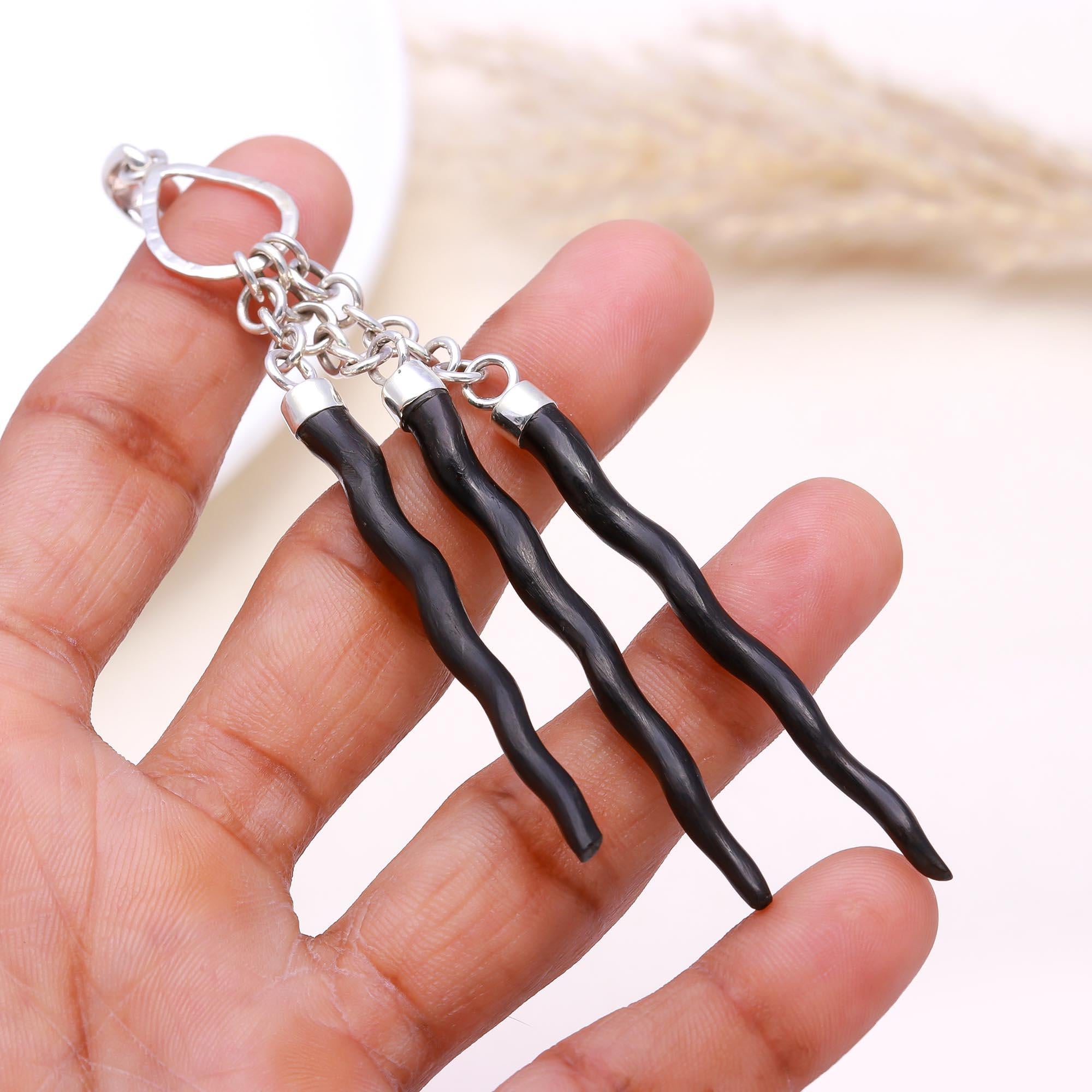 The Tribal Trio: Triple Black Branch Drop Pendant