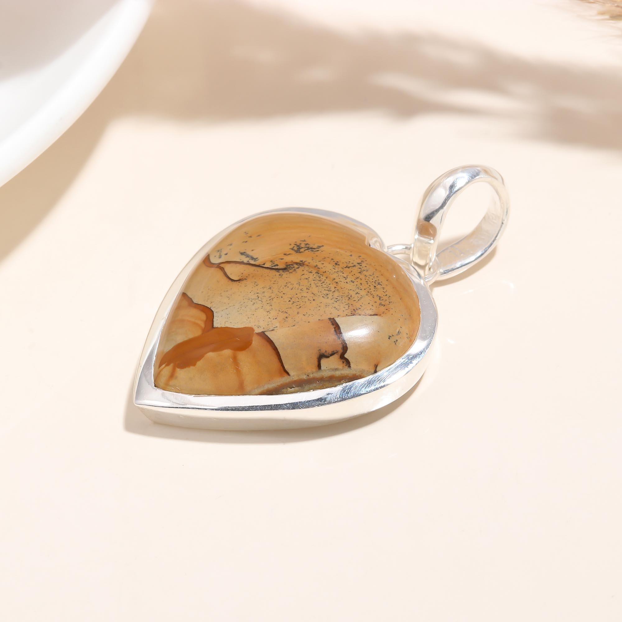 The The Picture Jasper Heart: Natural Landscape Silver Pendant