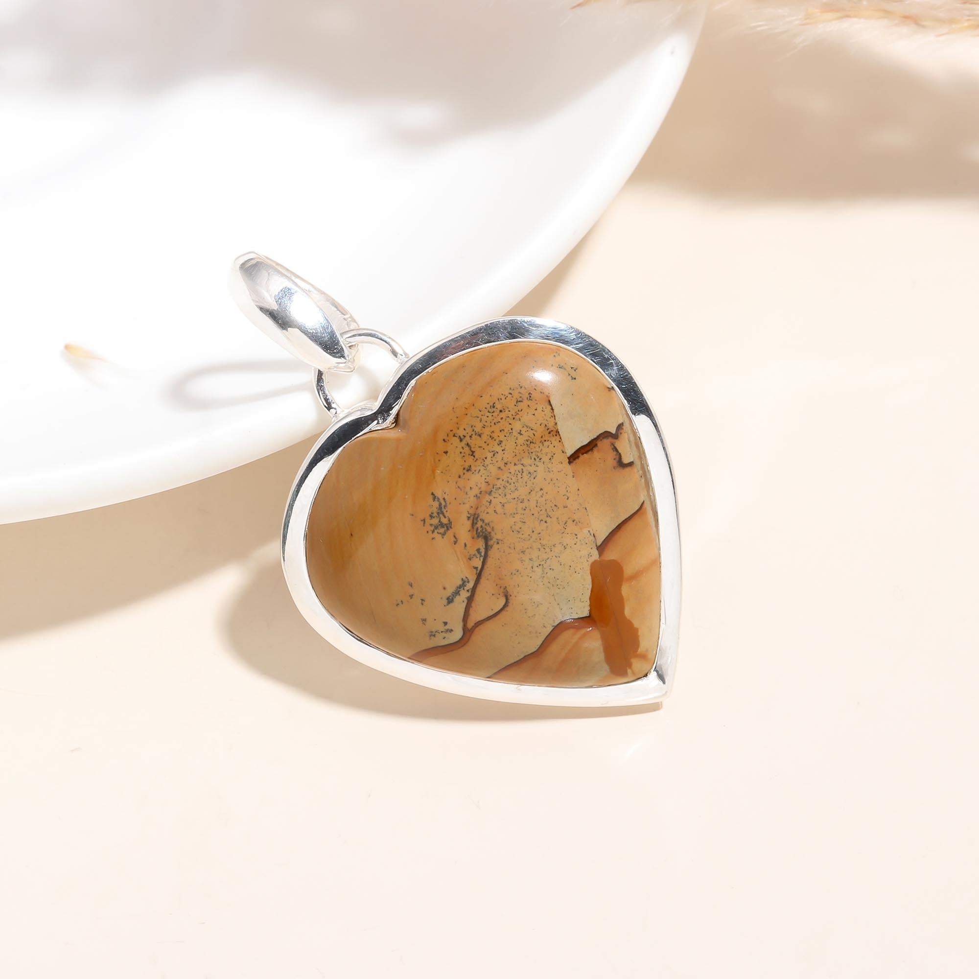The The Picture Jasper Heart: Natural Landscape Silver Pendant