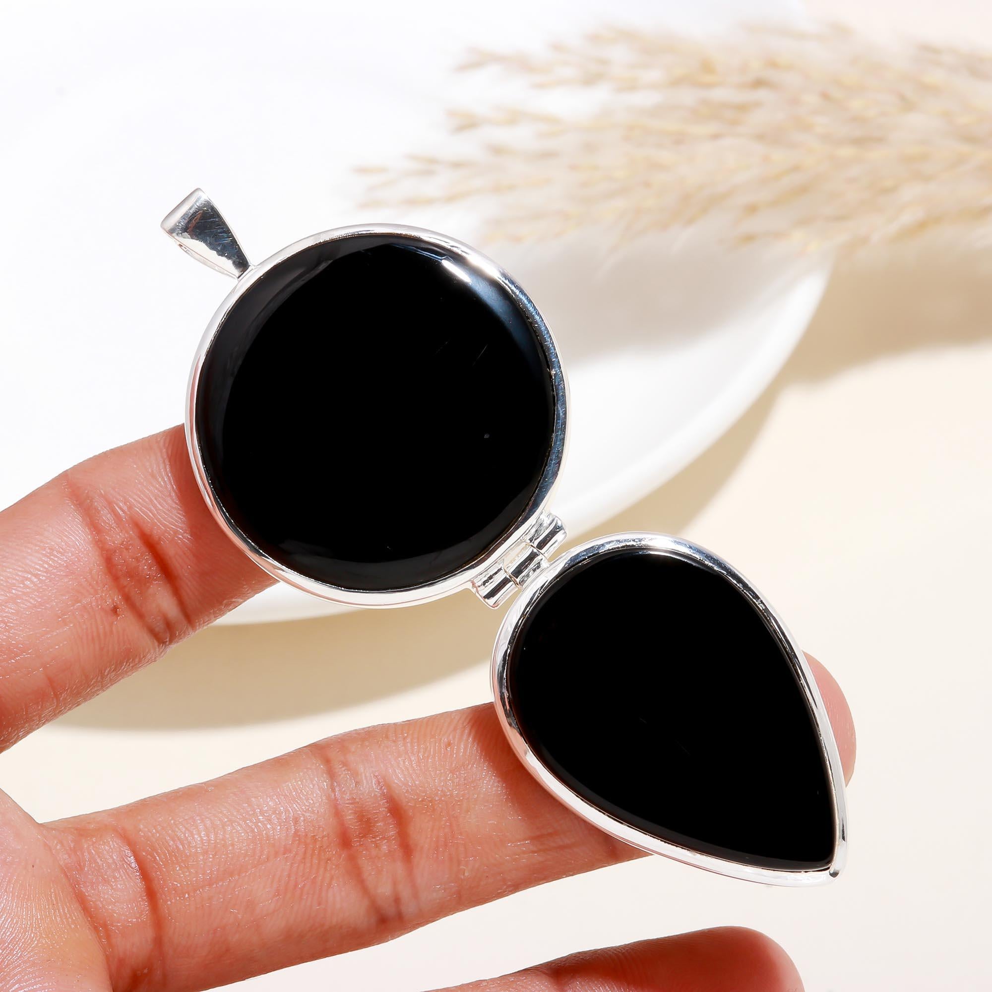 The Midnight Duo: Articulated Black Onyx Locket Style Pendant