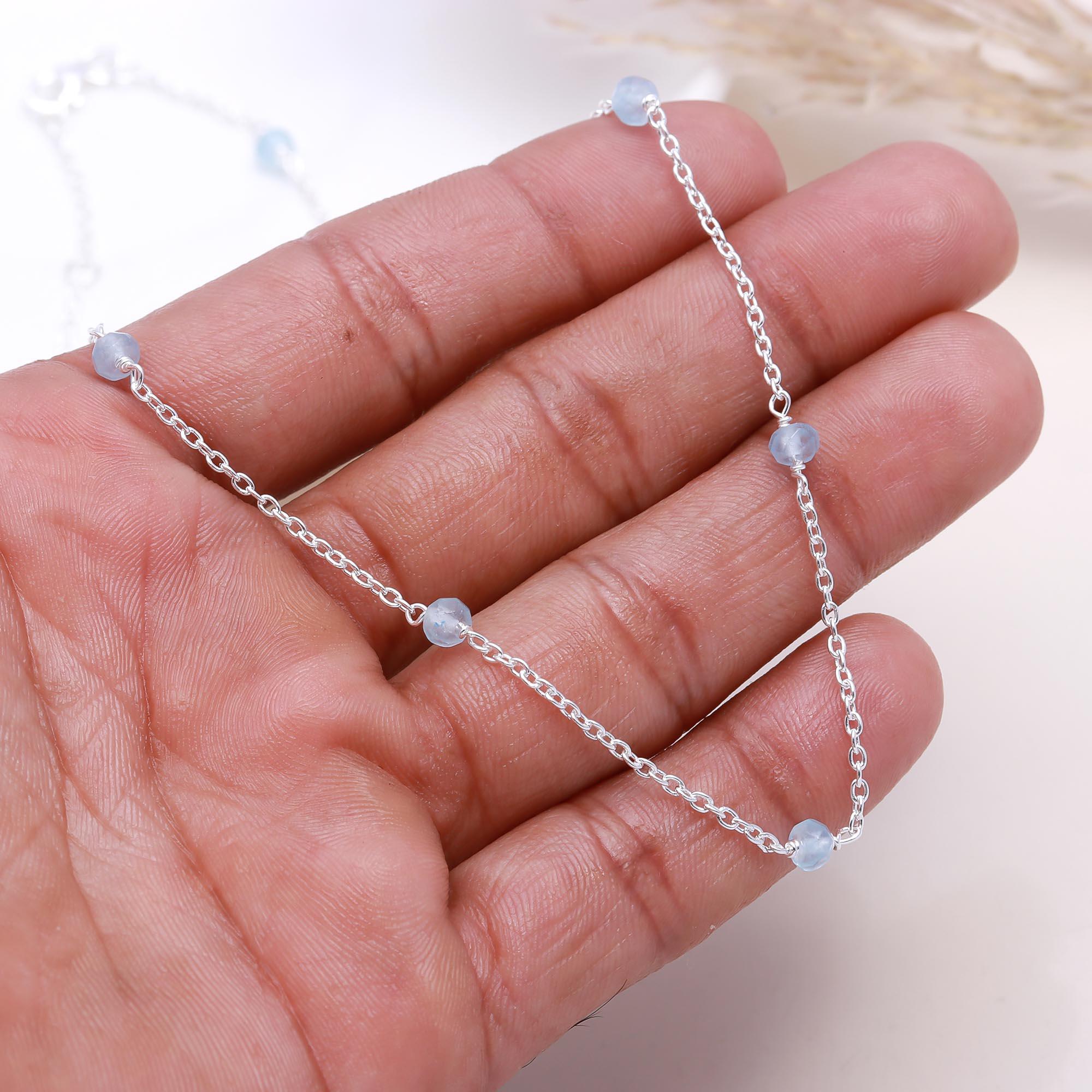 The Ocean Mist: Aquamarine Faceted Bead Necklace