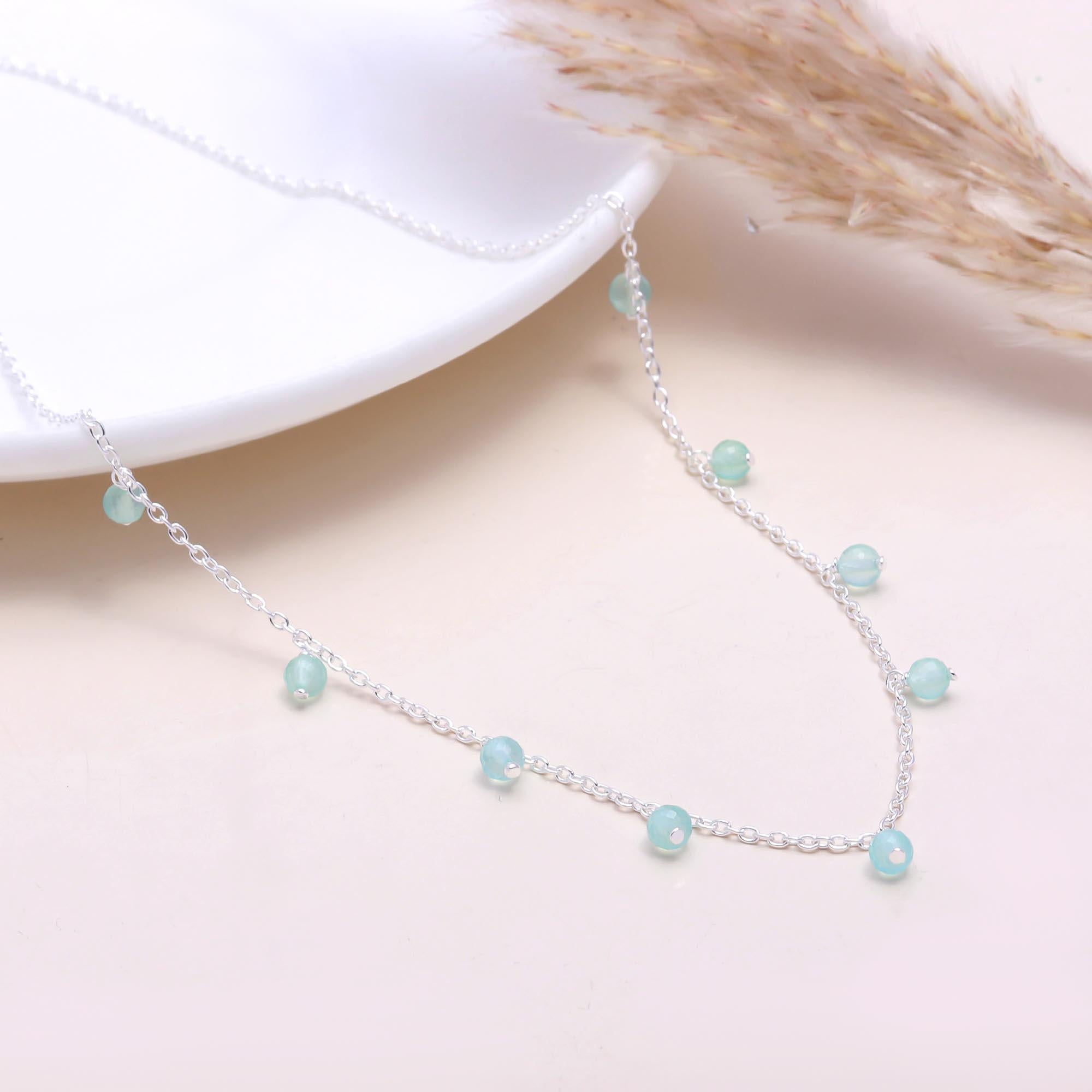 The Teal Fringe: Green Onyx Dangle Charm Necklace