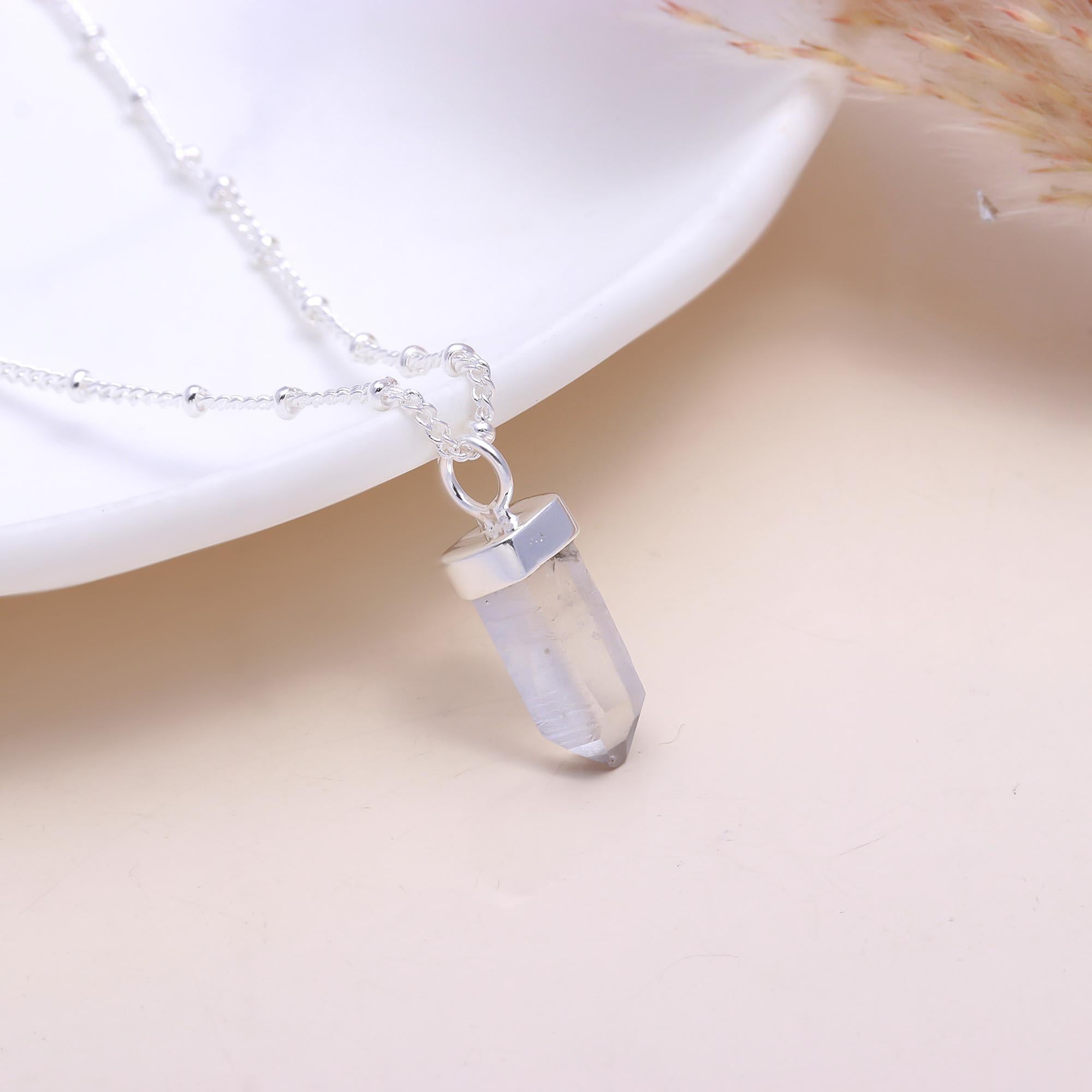 The Clear Quartz Point: Natural Crystal Hexagon Pendant