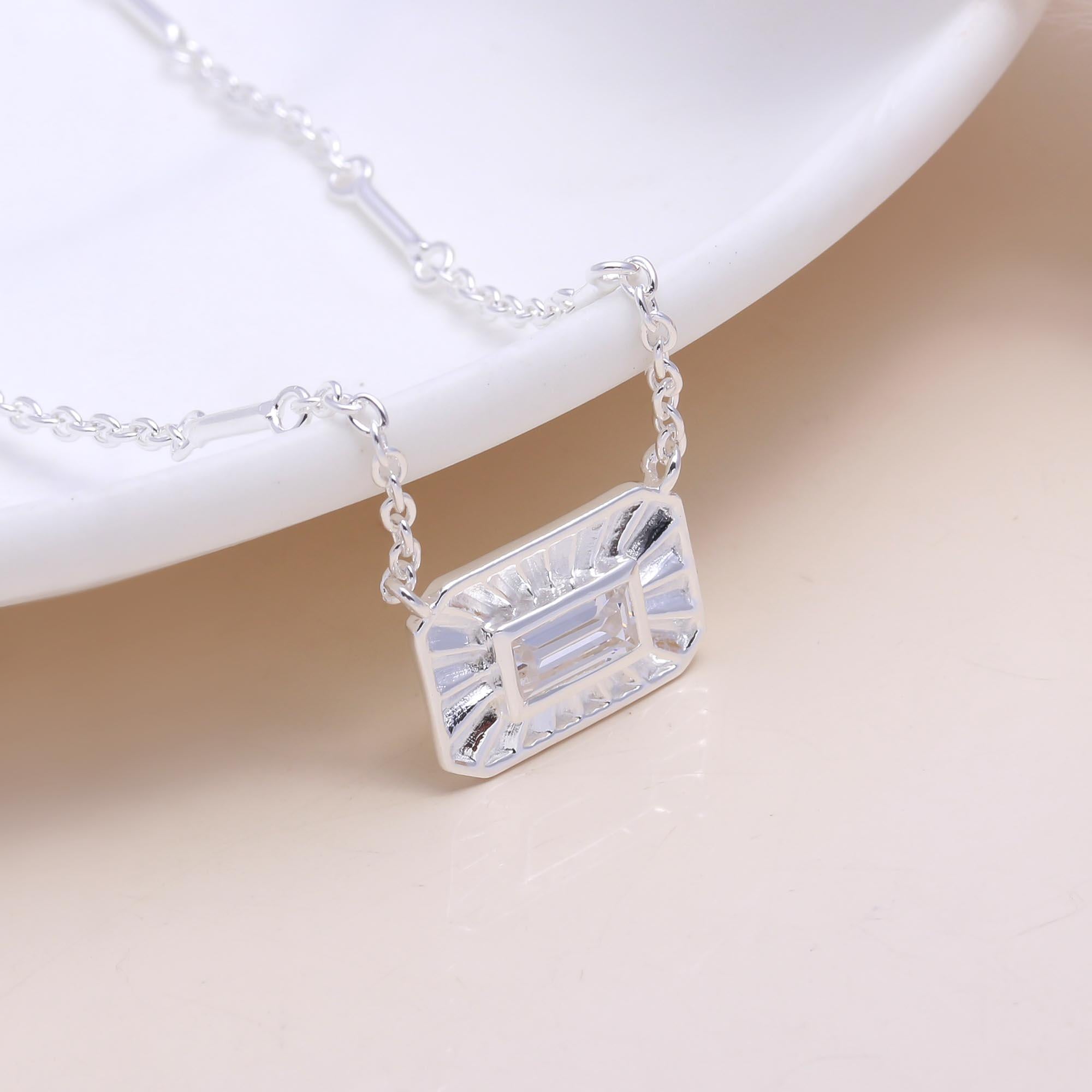 The Crystal Baguette: Art Deco Fluted Necklace