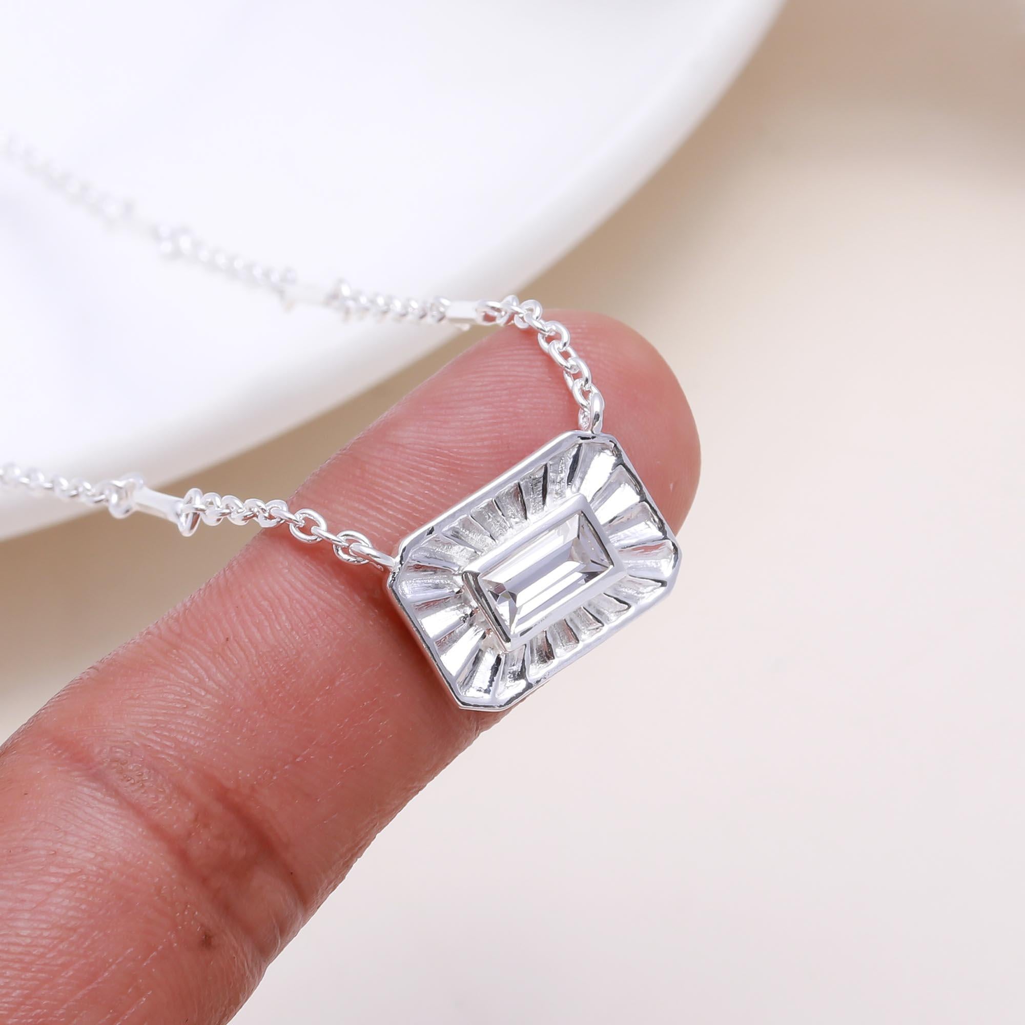 The Crystal Baguette: Art Deco Fluted Necklace