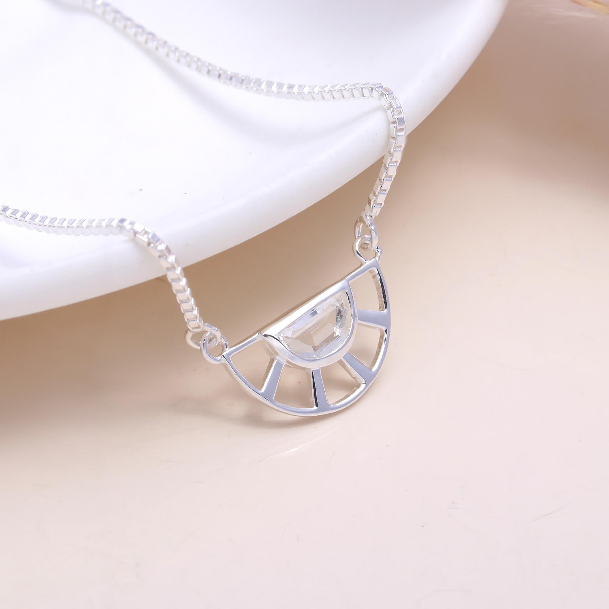 The Crystal Horizon: Geometric Fan Necklace