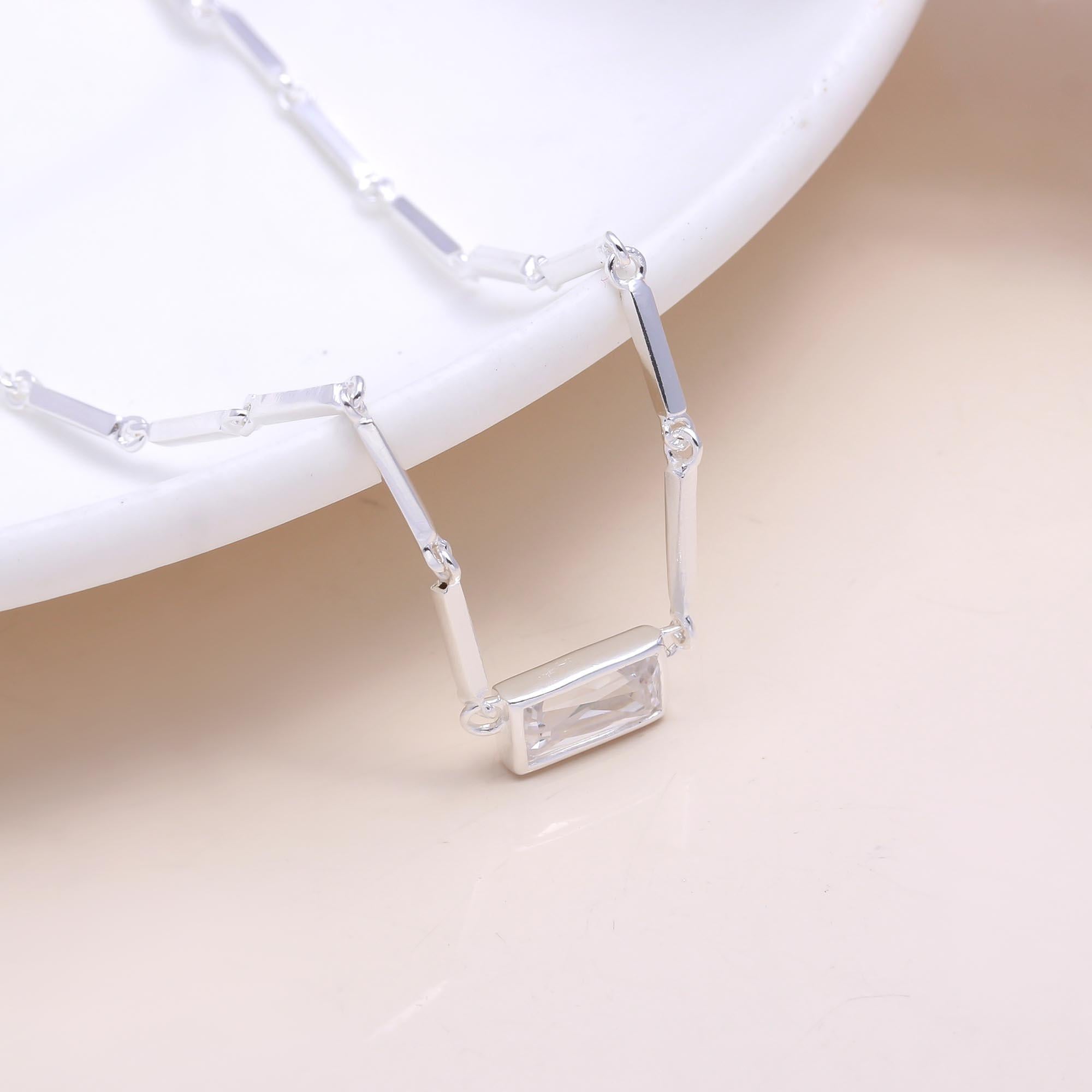 The Modern Baguette: CZ Bar Chain Necklace