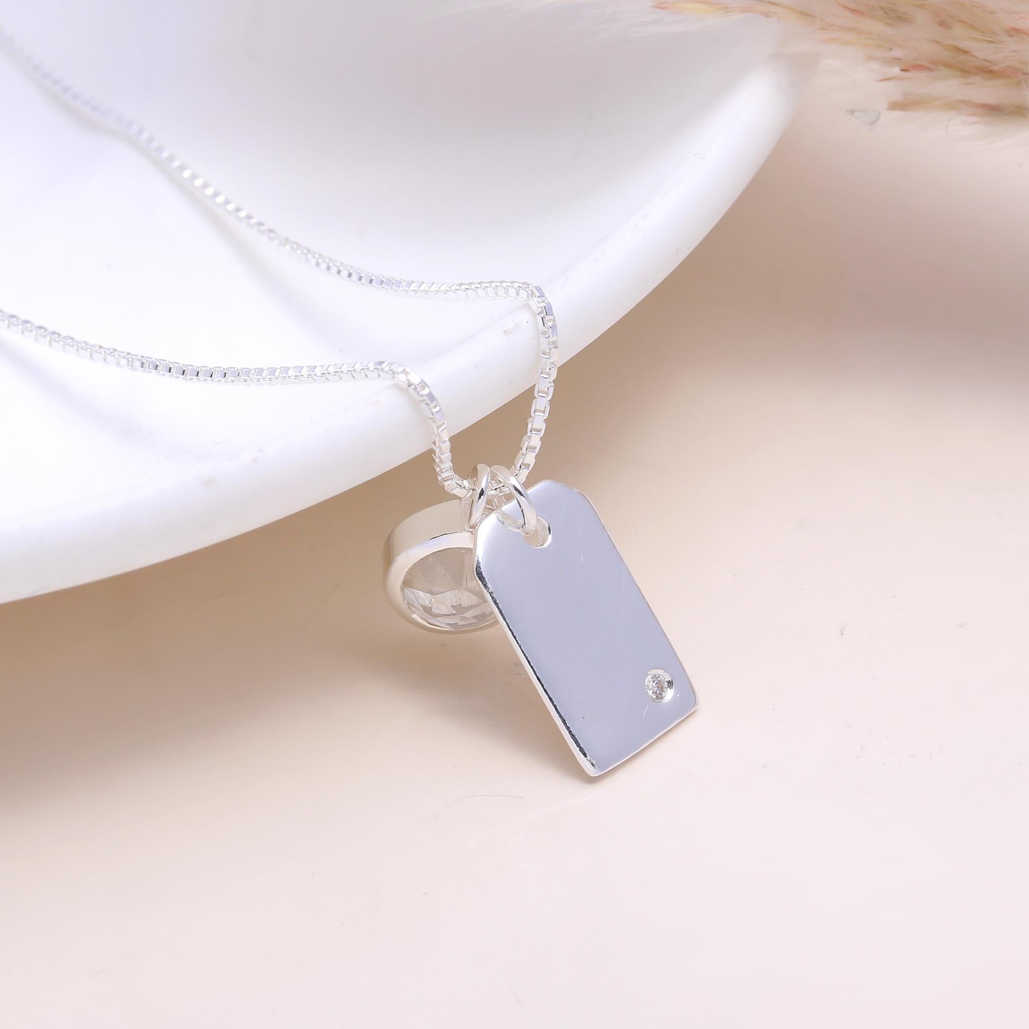 The Layered Charm: Engravable Silver Tag Necklace