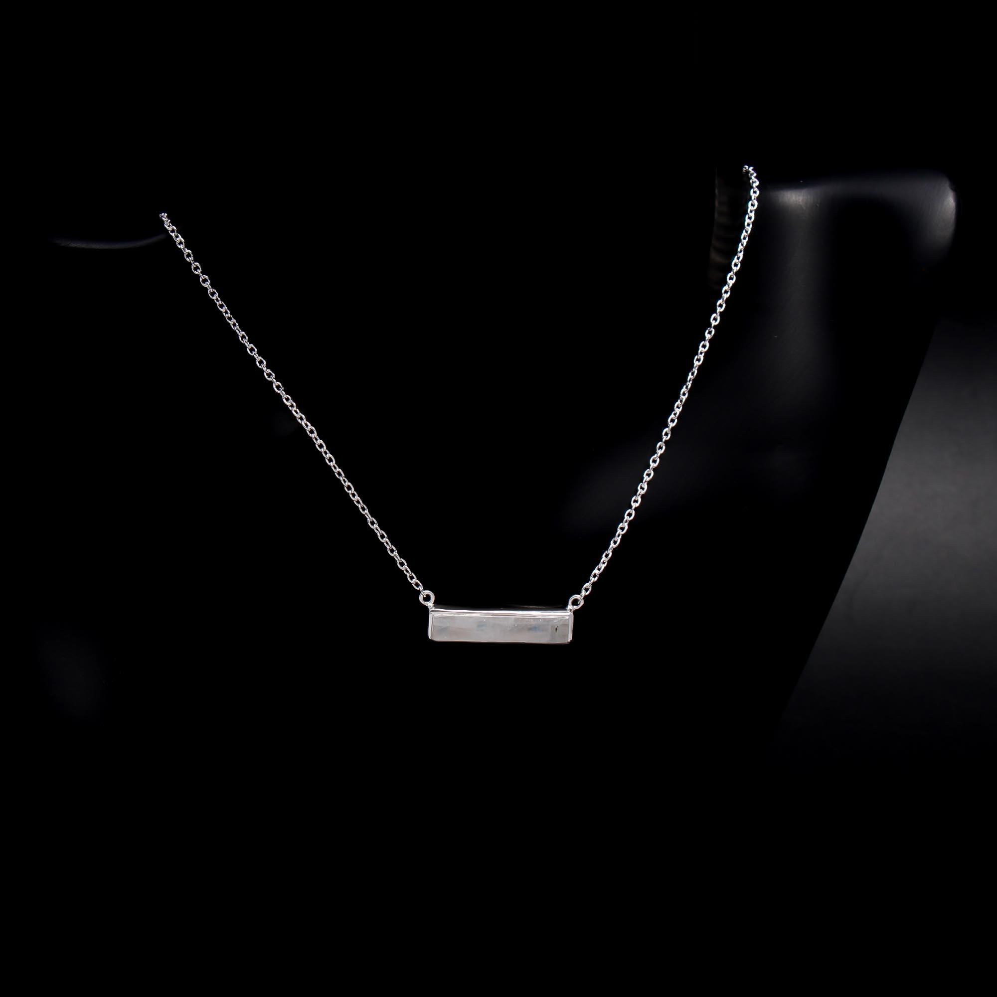 The Sleek Inlay: Rainbow Moonstone Bar Necklace