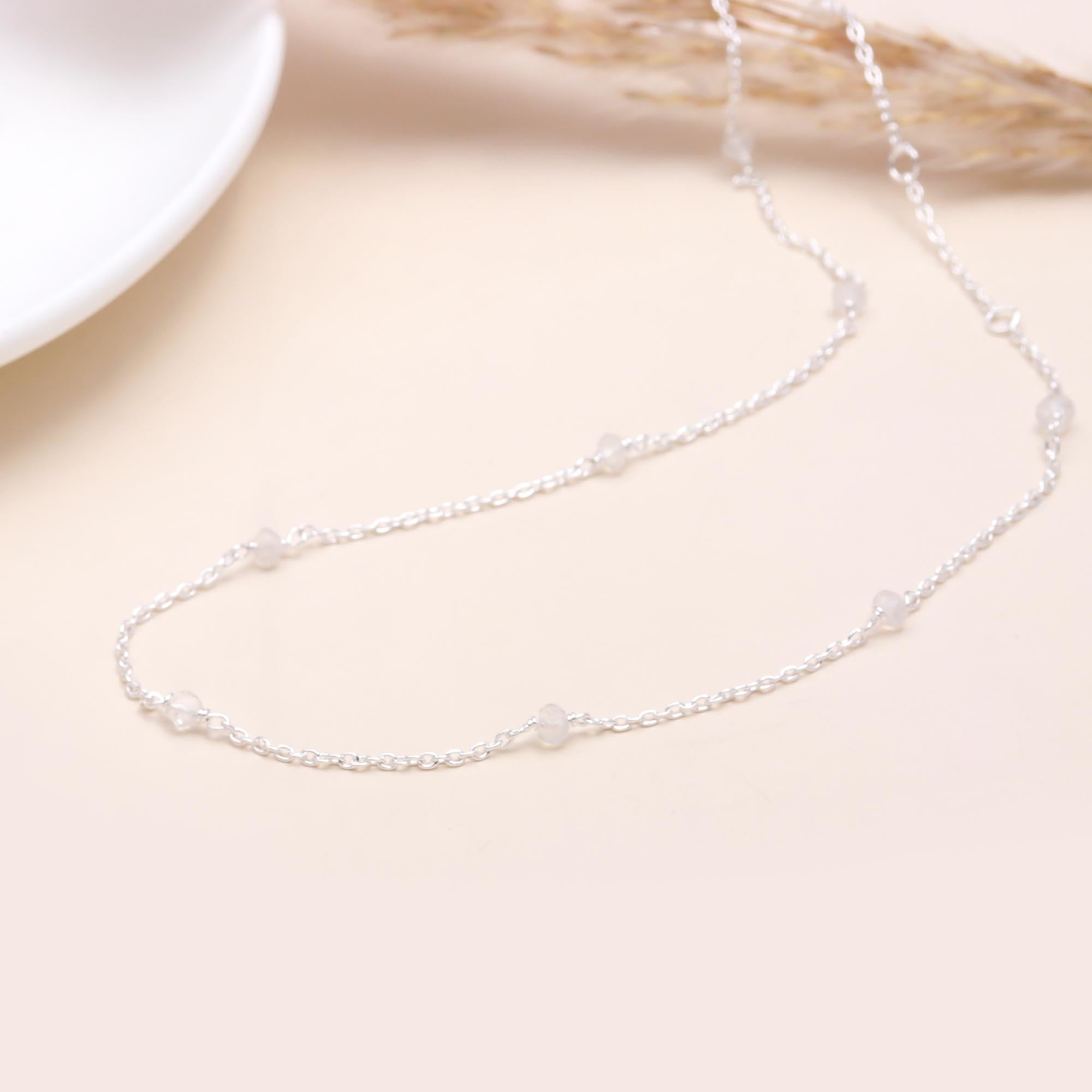 The Subtle Sparkle: Micro-Bead Moonstone Necklace