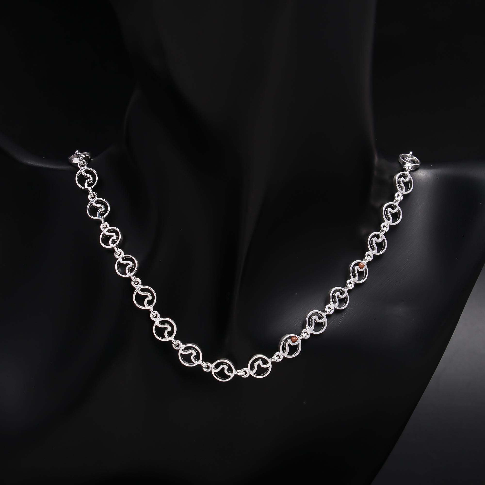 The Ocean Rhythm: Sterling Silver Wave Link Necklace