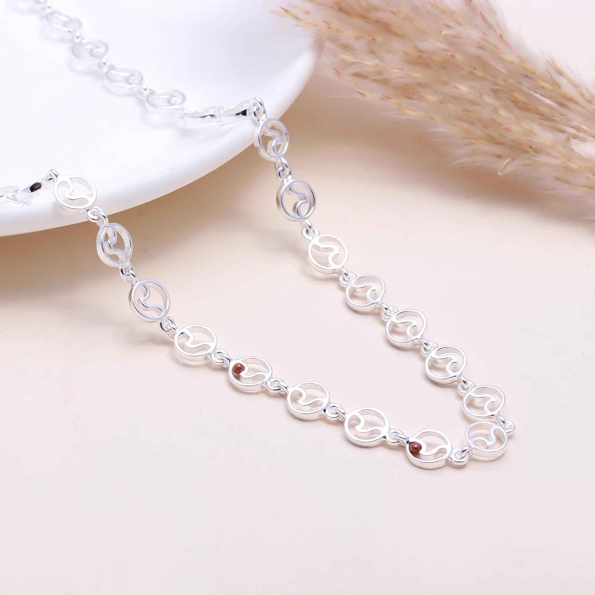 The Ocean Rhythm: Sterling Silver Wave Link Necklace