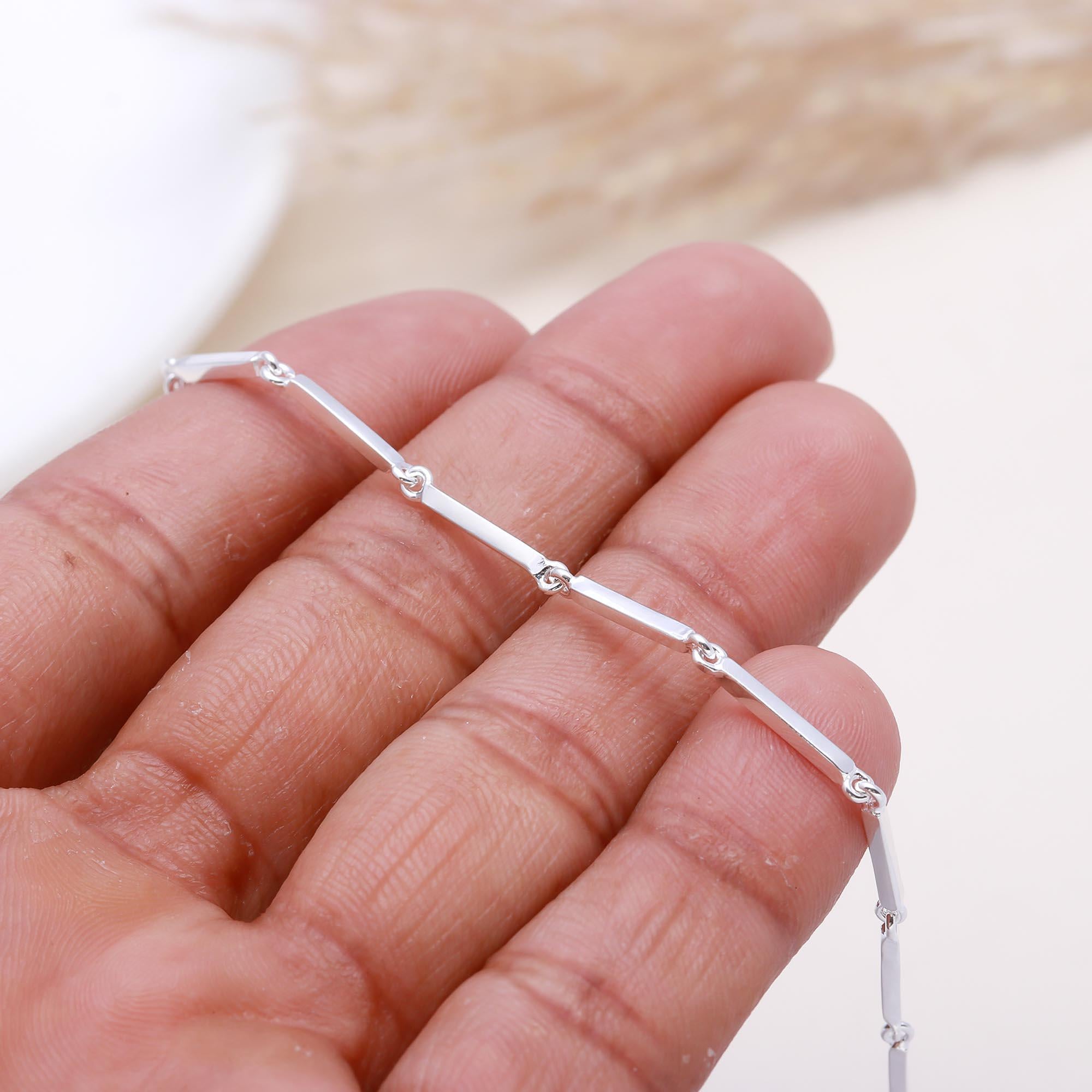 The Sleek Bar: Minimalist Silver Station Bracelet