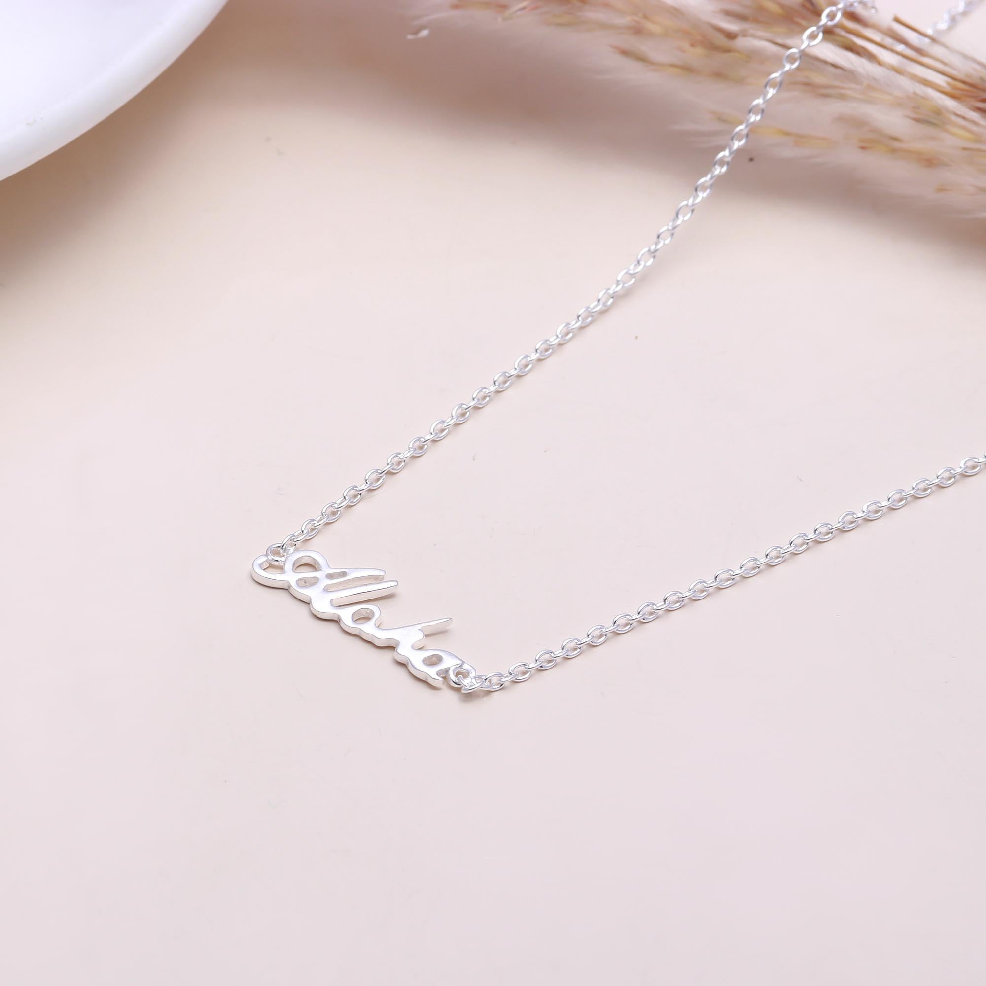 The Spirit of Aloha: Tropical Script Silver Necklace