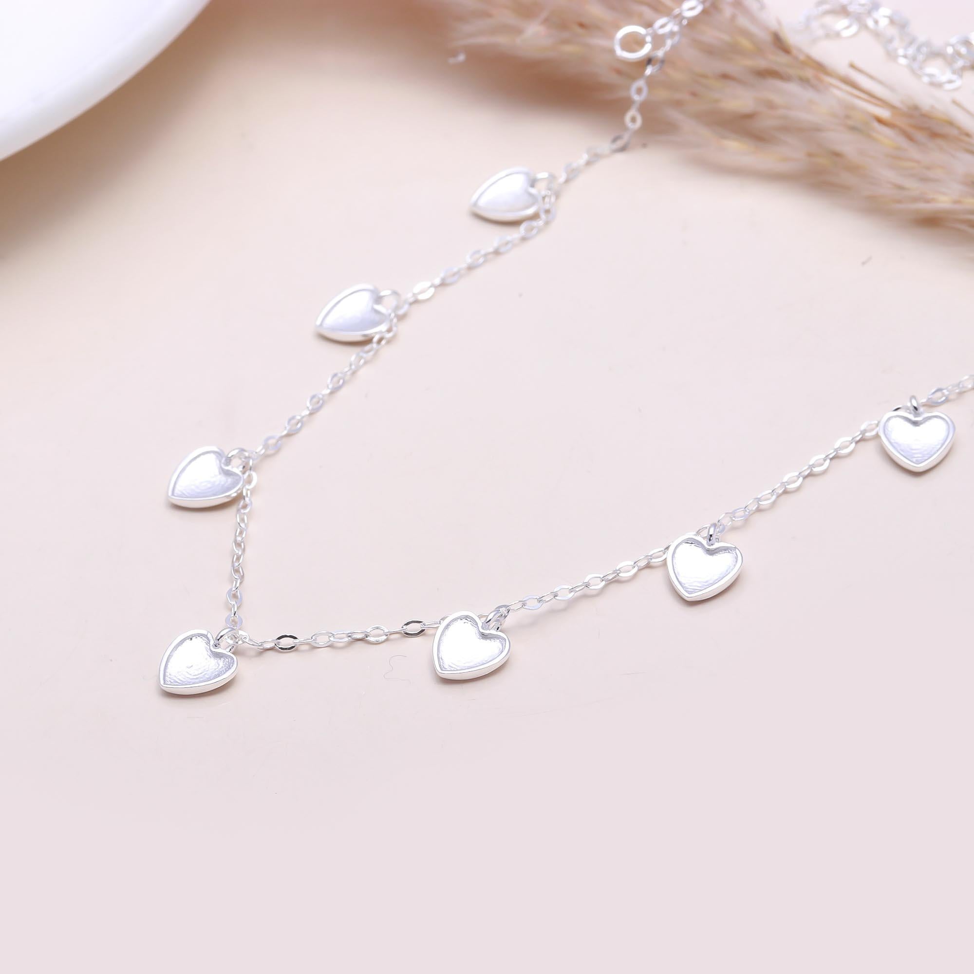 The Shimmering Heart: Dainty Silver Charm Necklace