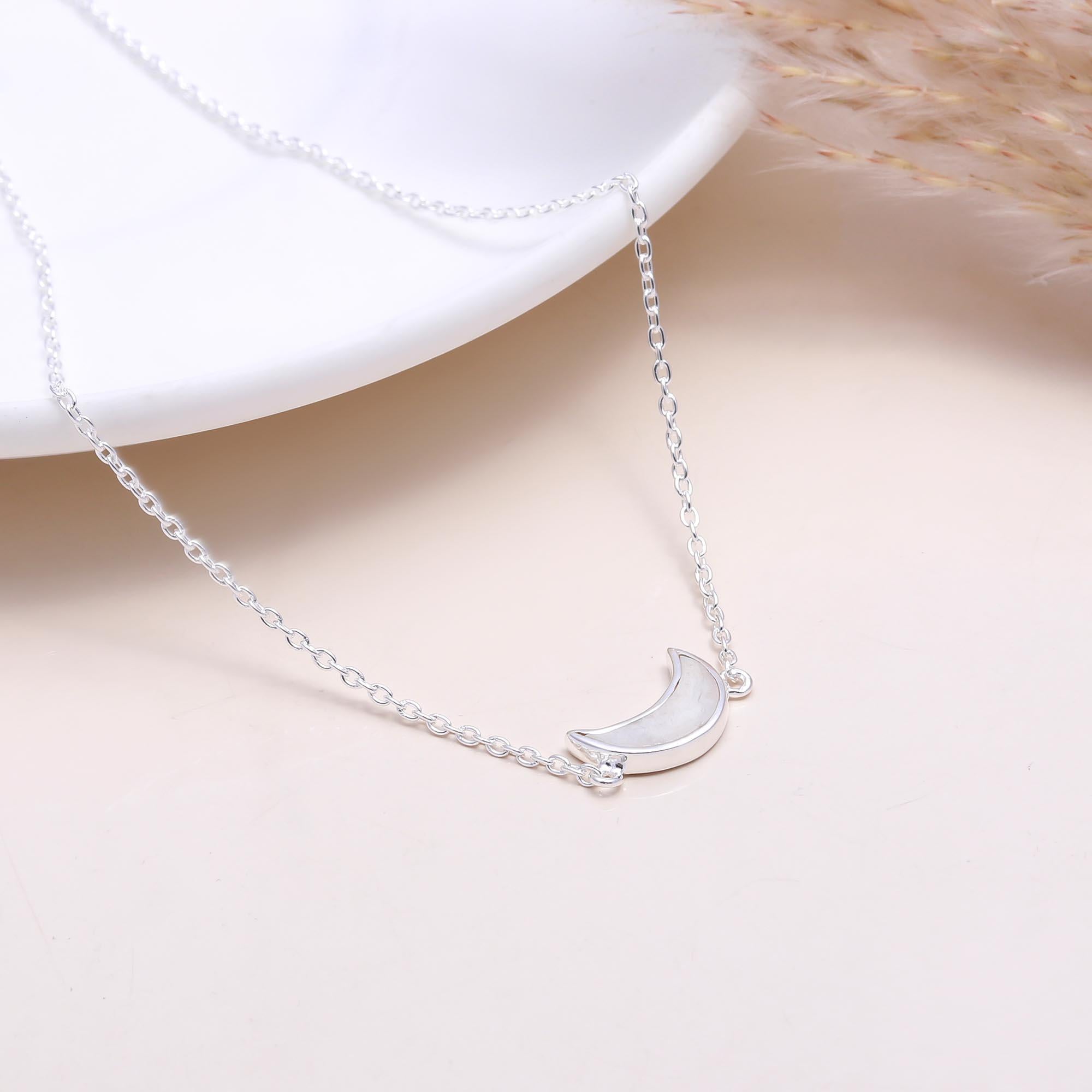 The White Crescent: Mother of Pearl Moon Necklace