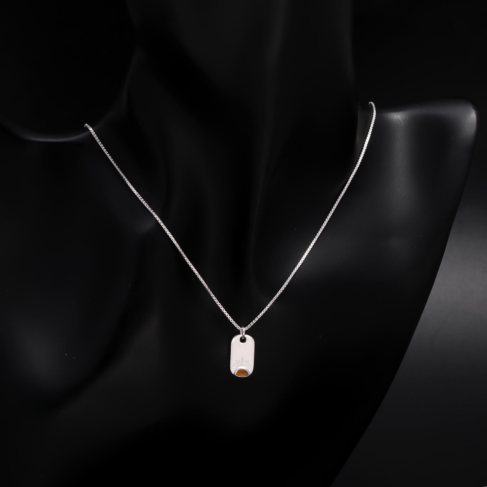 The Morning Sun: Sunburst Etched Tag Necklace