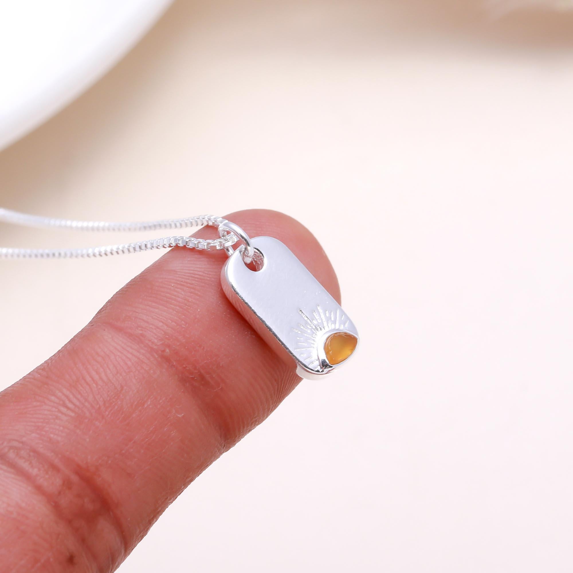 The Morning Sun: Sunburst Etched Tag Necklace