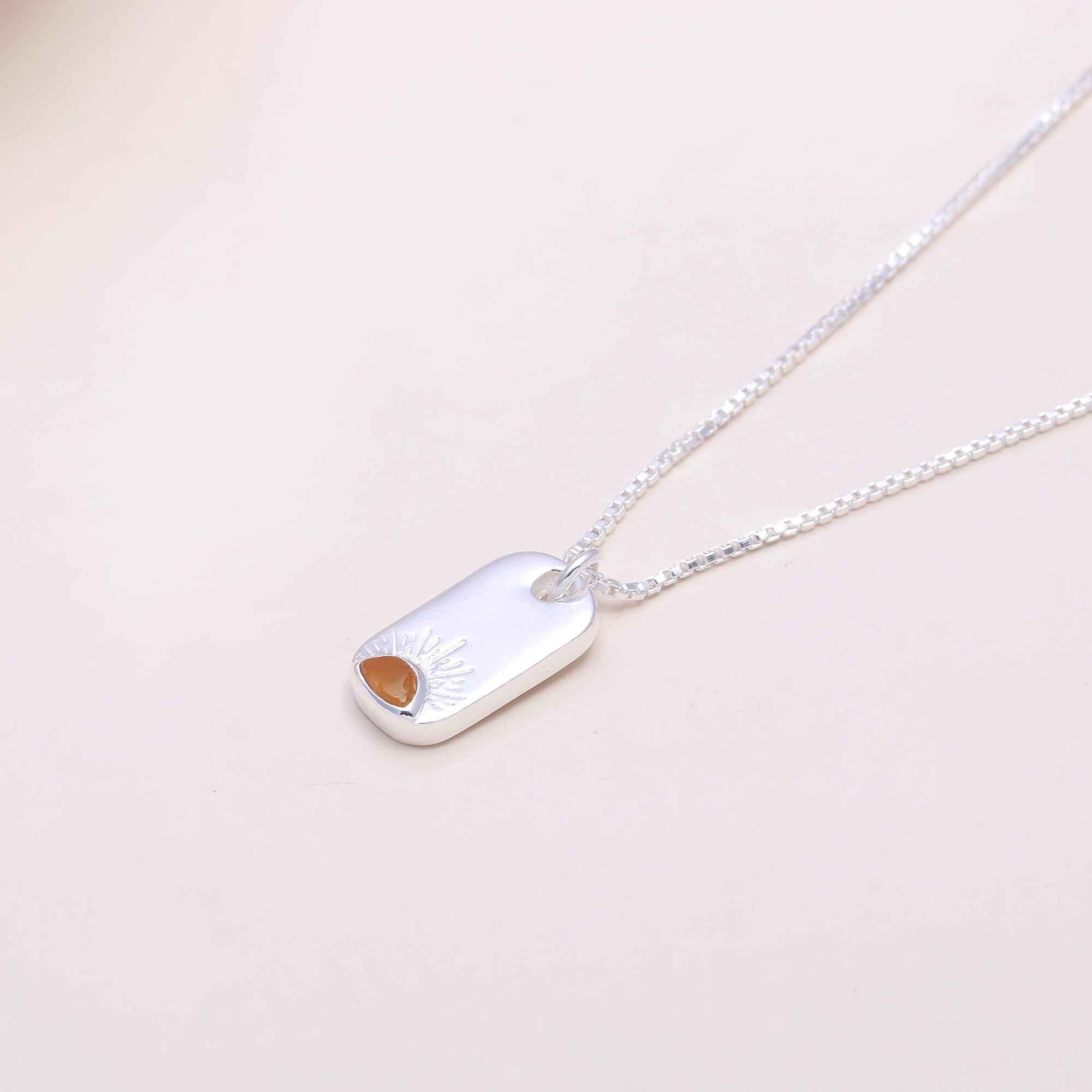 The Morning Sun: Sunburst Etched Tag Necklace