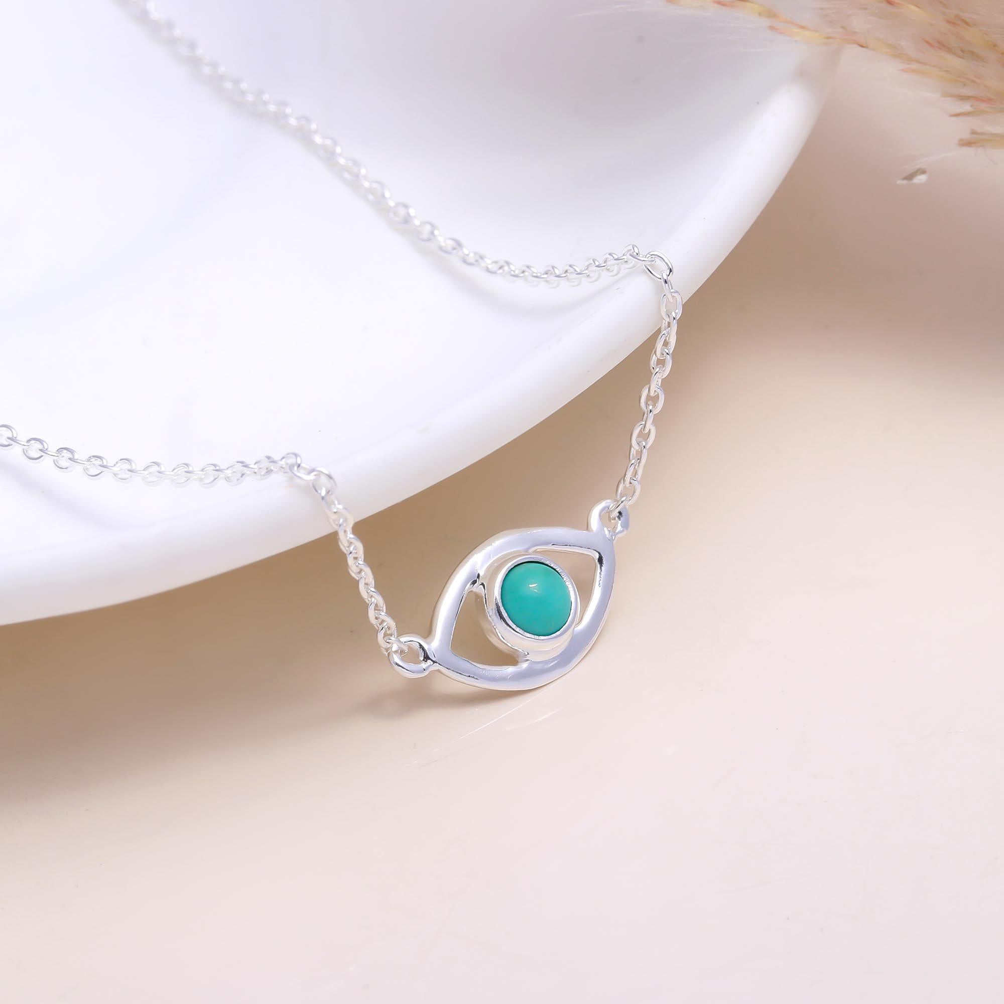 The Protective Eye: Turquoise Evil Eye Silver Necklace