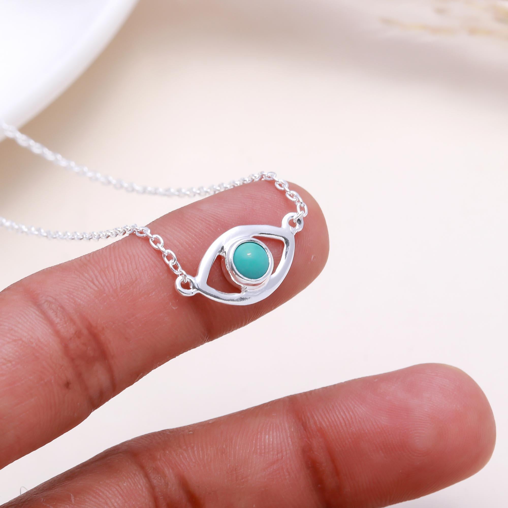 The Protective Eye: Turquoise Evil Eye Silver Necklace