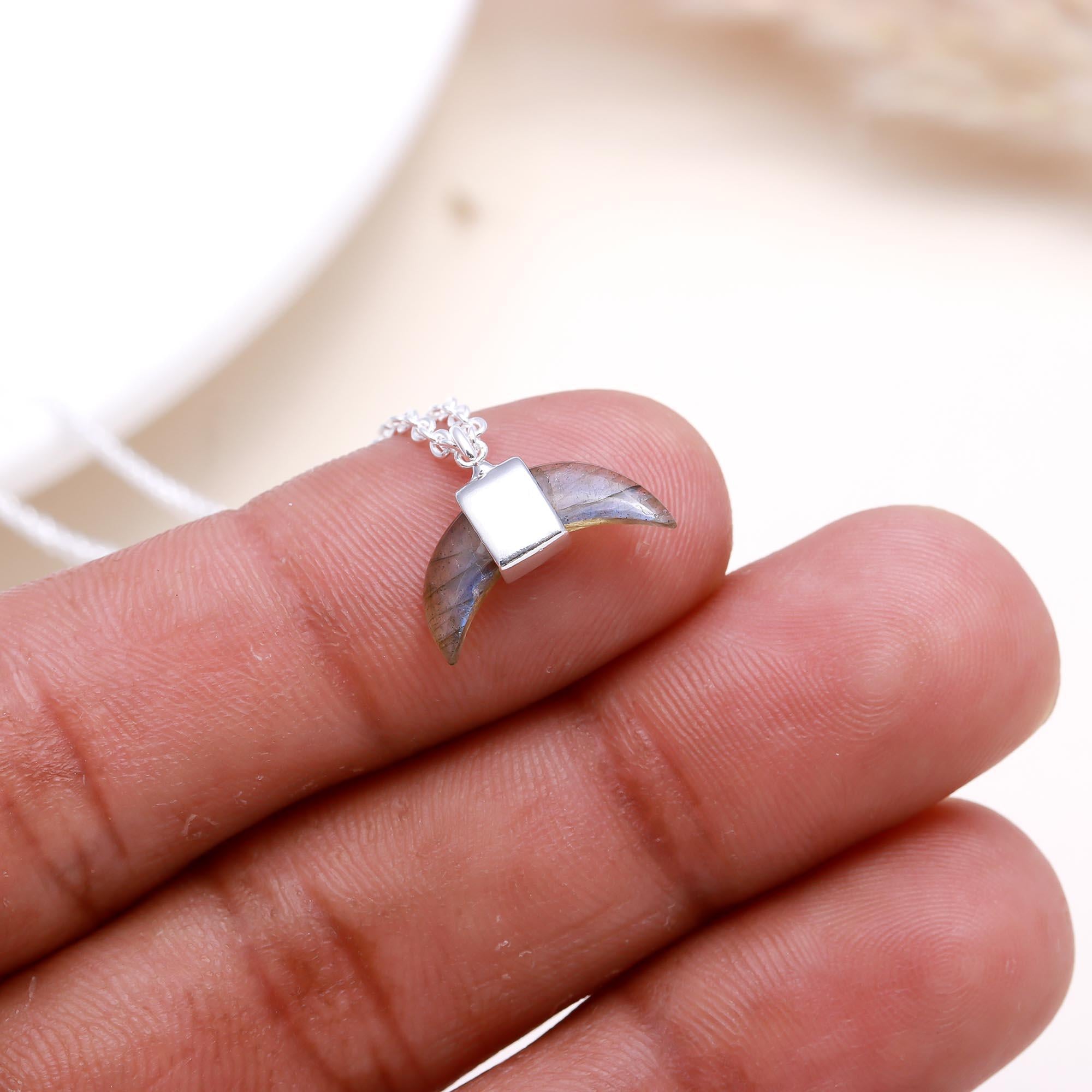 The Mystic Horn: Labradorite Double Point Pendant